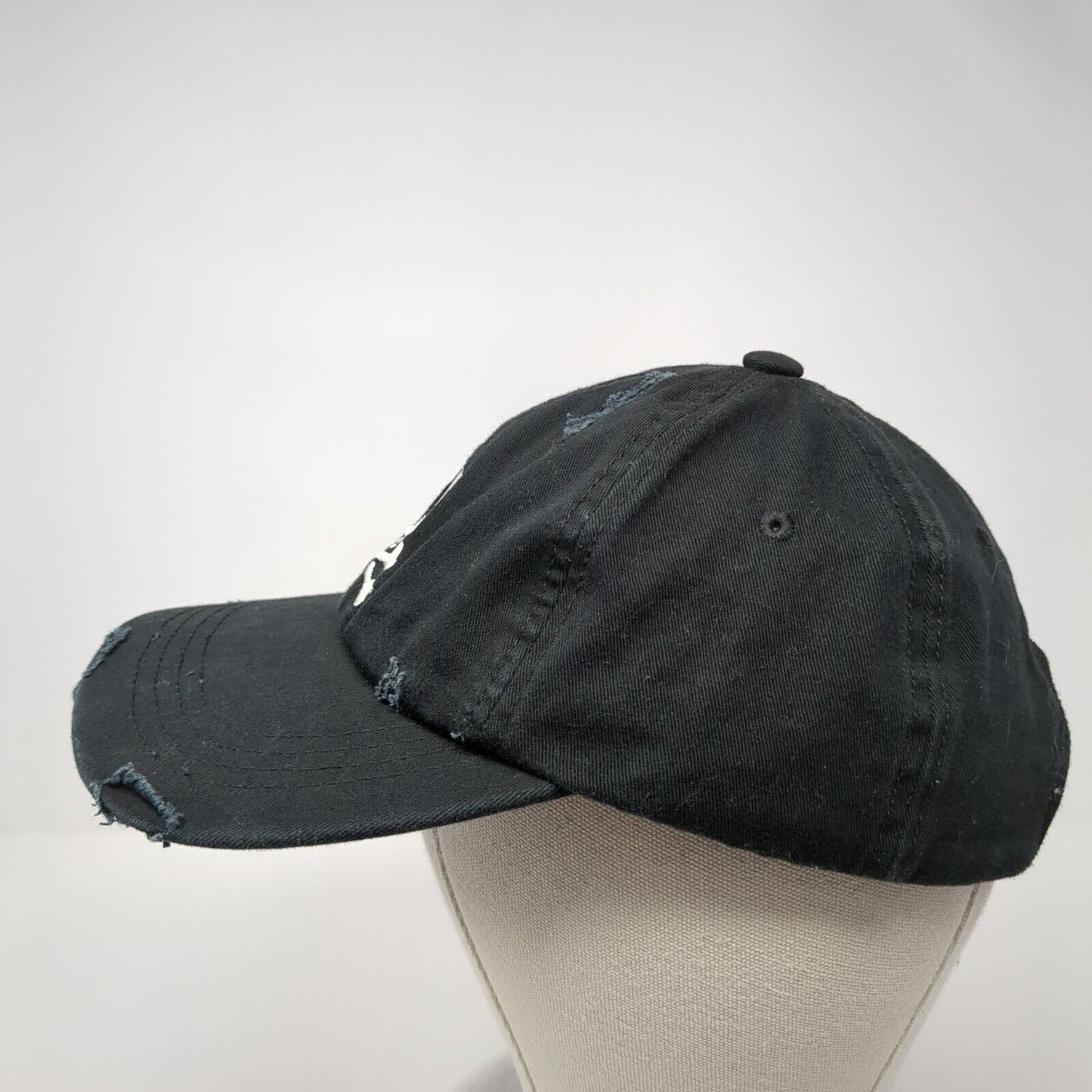 Skull Bones Women's Slideback Hat Black OS Adjustable Embroidered Distressed