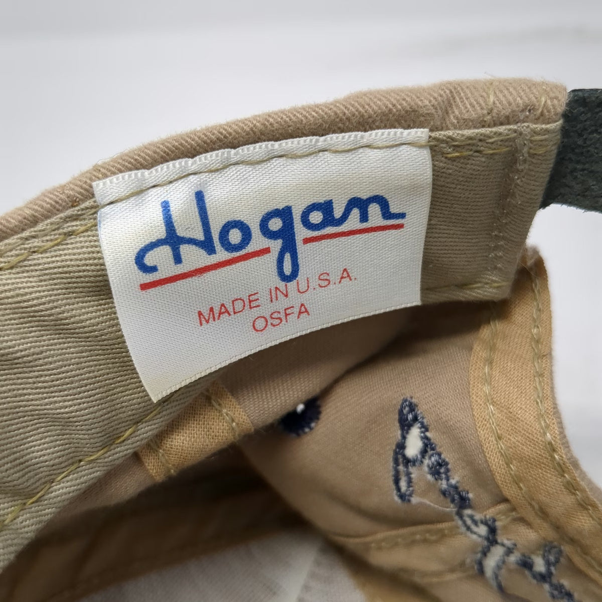 Ben Hogan Baseball Cap Beige Blue One Size Golfer Logo Made in USA Strapback hat