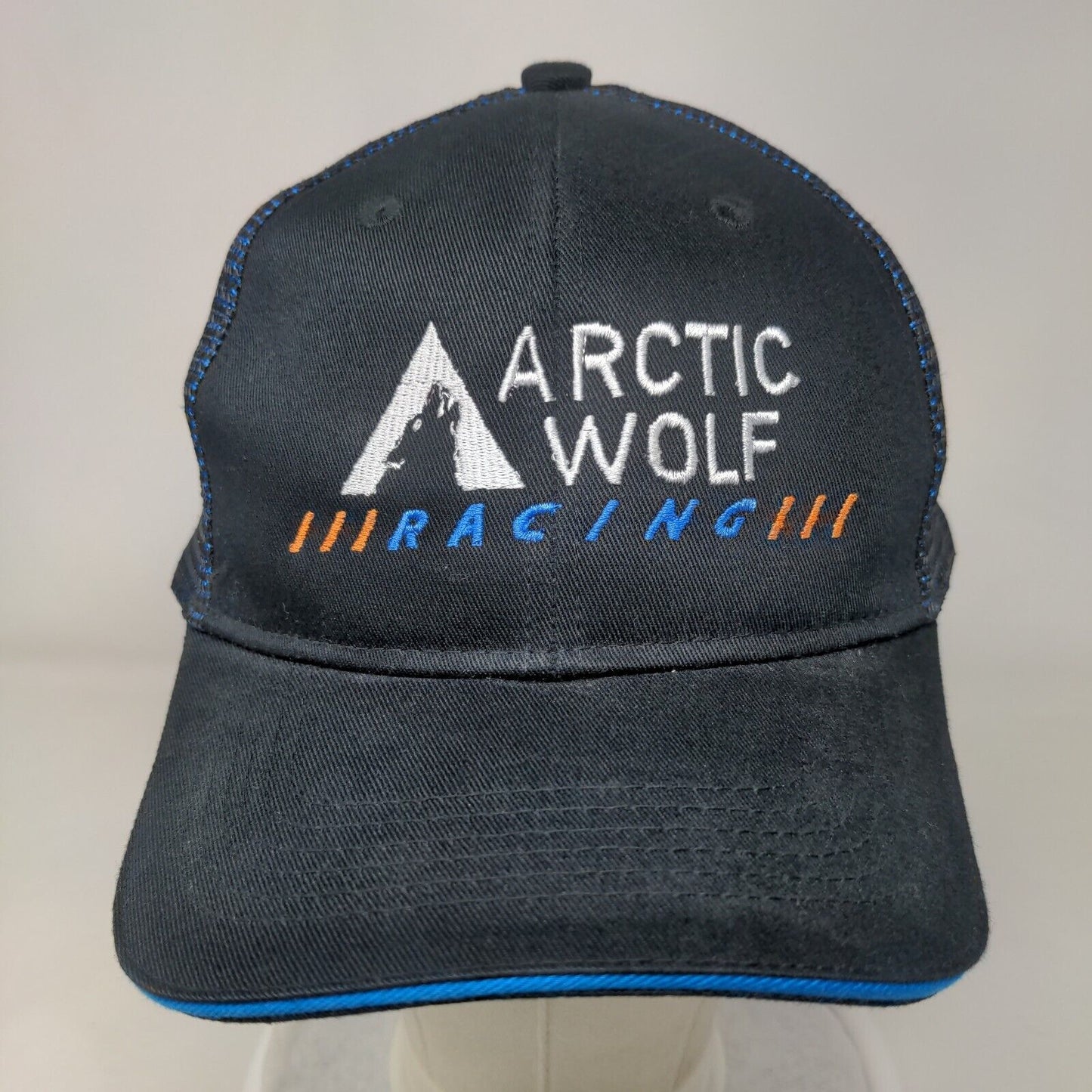 Arctic Wolf Racing Snapback Mesh Back Trucker Hat Black One Size Embroidered