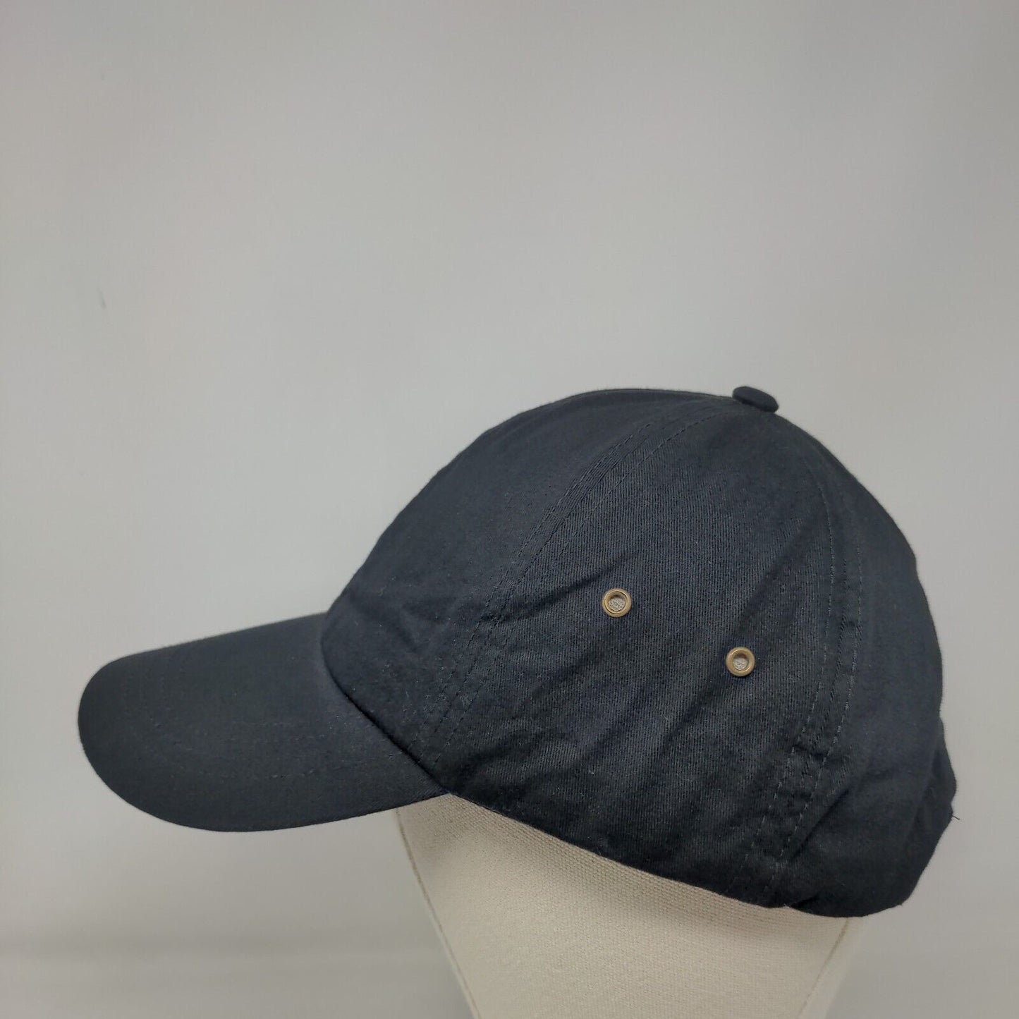 Anvil Slideback Hat Black One Size Adjustable Vented Holes 6 Panel Blank