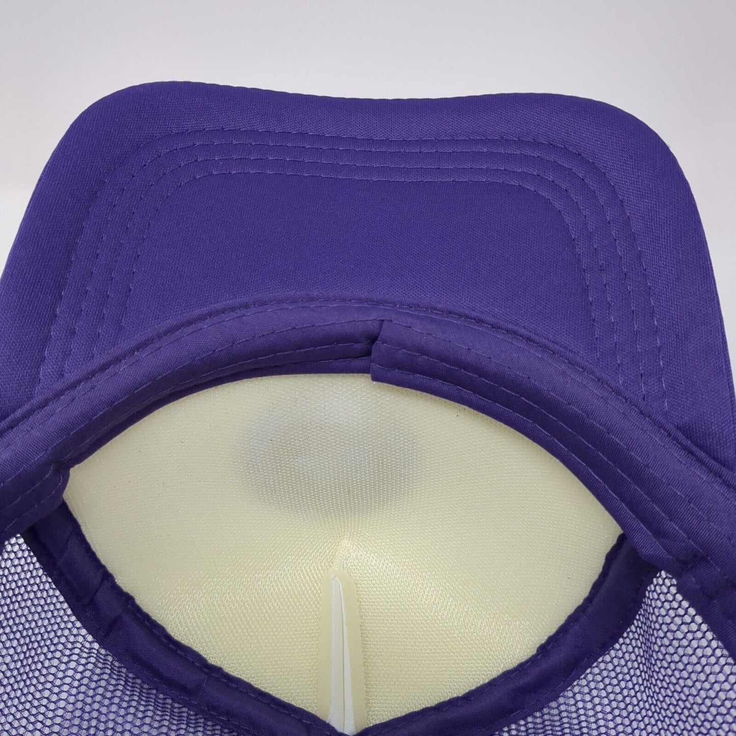 Smiley Face Snapback Mesh Back Trucker Hat Purple One Size Colorblock