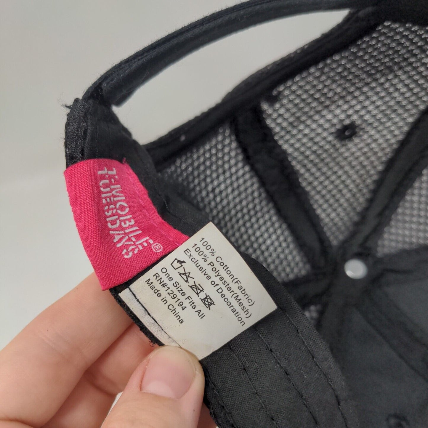 T-Mobile Strapback Mesh Back Hat Black OSFA Embroidered Adjustable