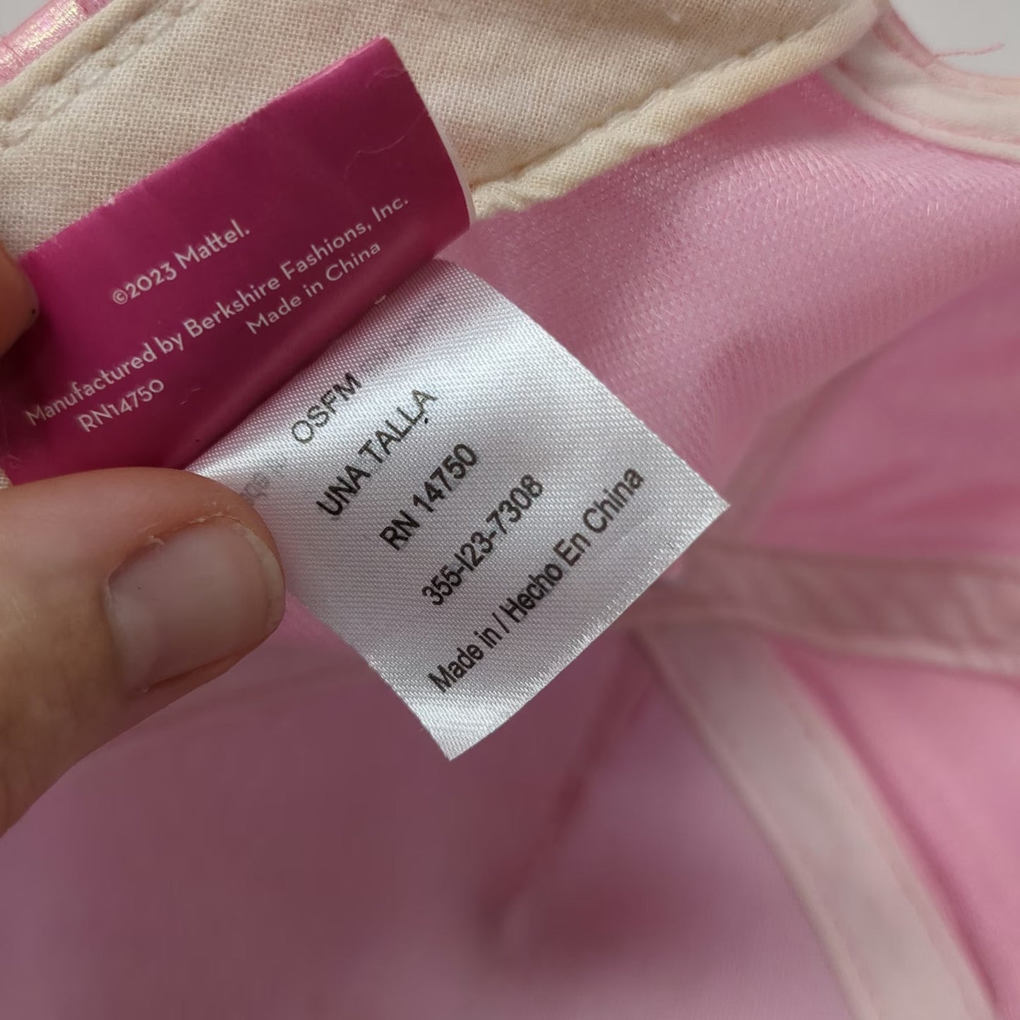 Barbie Girls Pink OS Hat Iridescent Script Logo Mattel Strapback Distressed