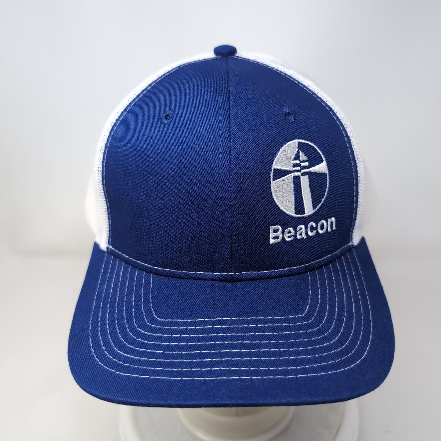 Beacon Snapback Trucker Hat Blue One Size Adjustable Mesh Back Port Authority
