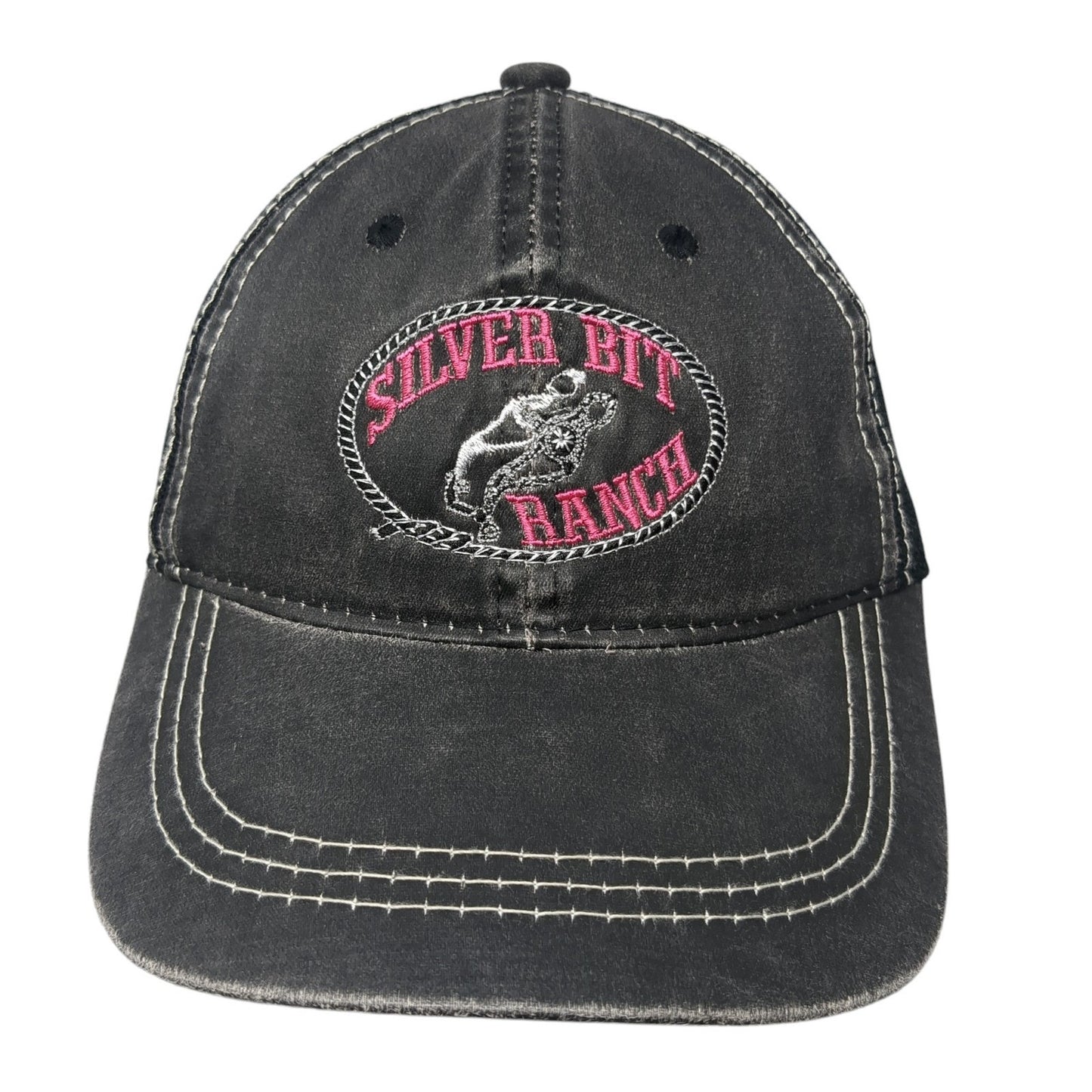 Silver Bit Ranch Strapback Trucker Hat Gray One Size Adjustable Mesh Outdoor Cap