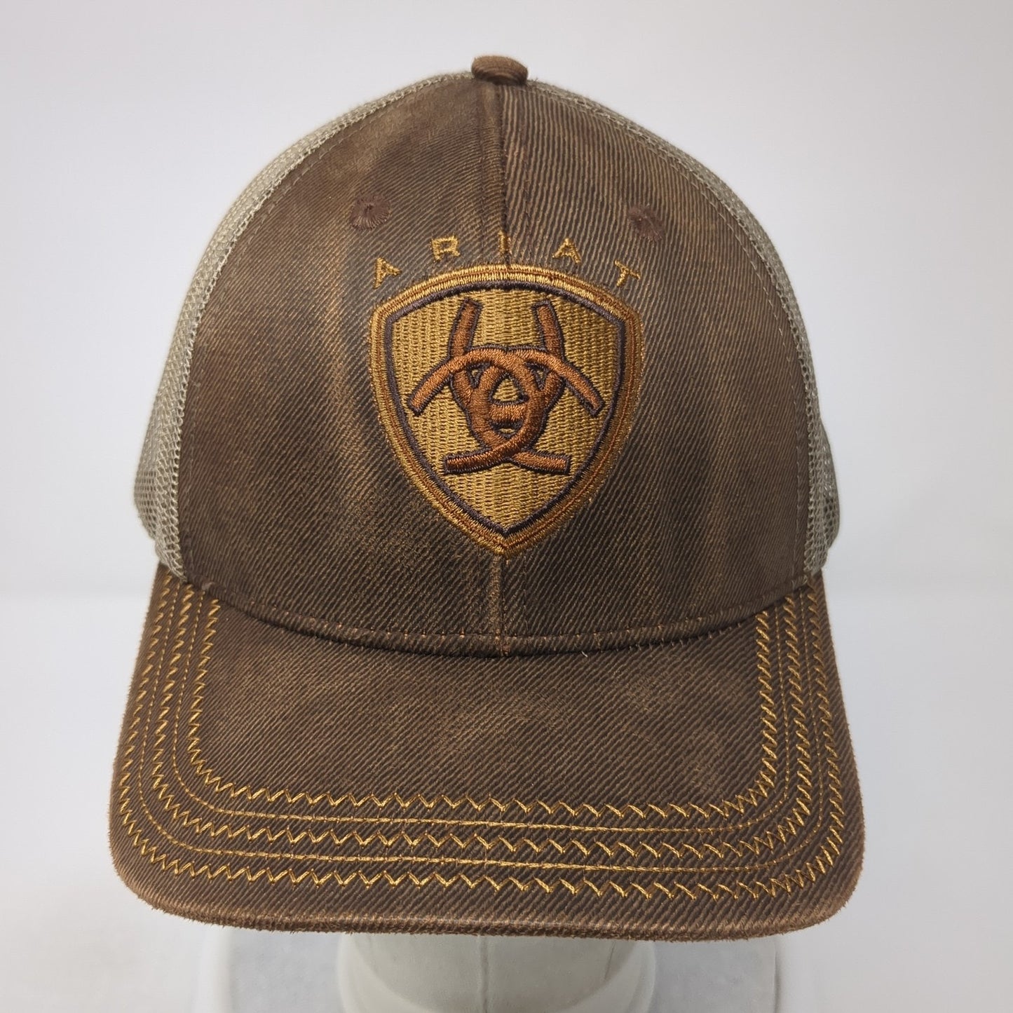 Ariat Strapback Trucker Hat Brown One Size Adjustable Mesh Back 6 Panel