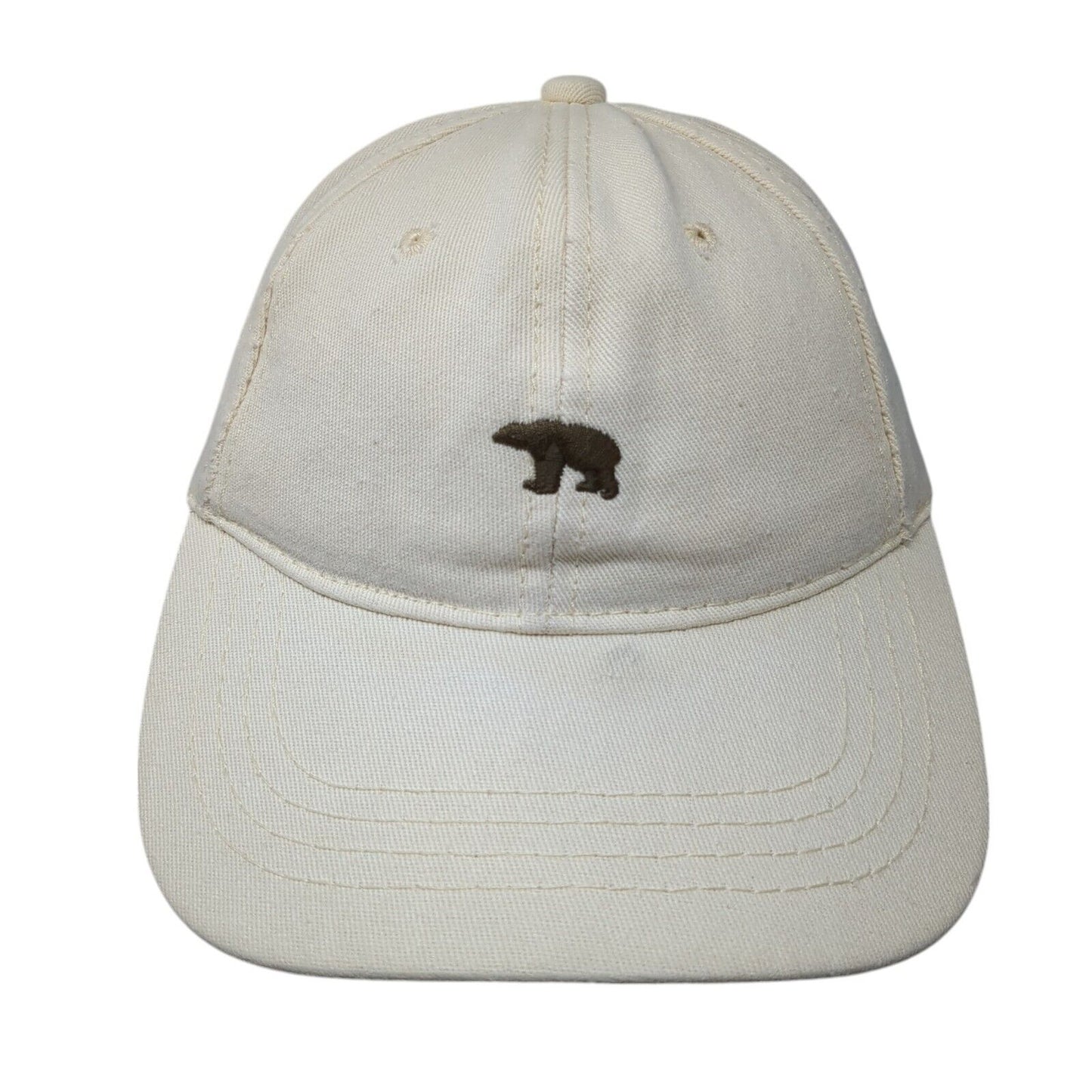Polar Bear Slideback Baseball Cap Beige One Size Adjustable Embroidered 6 Panel