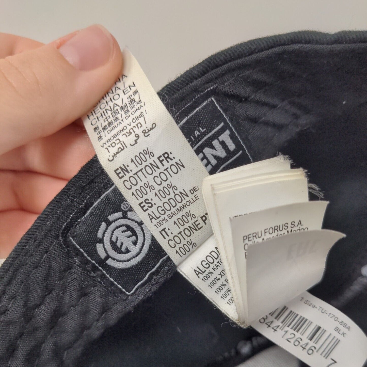 Element Snapback Hat Black One Size Embroidered Adjustable 6 Panel