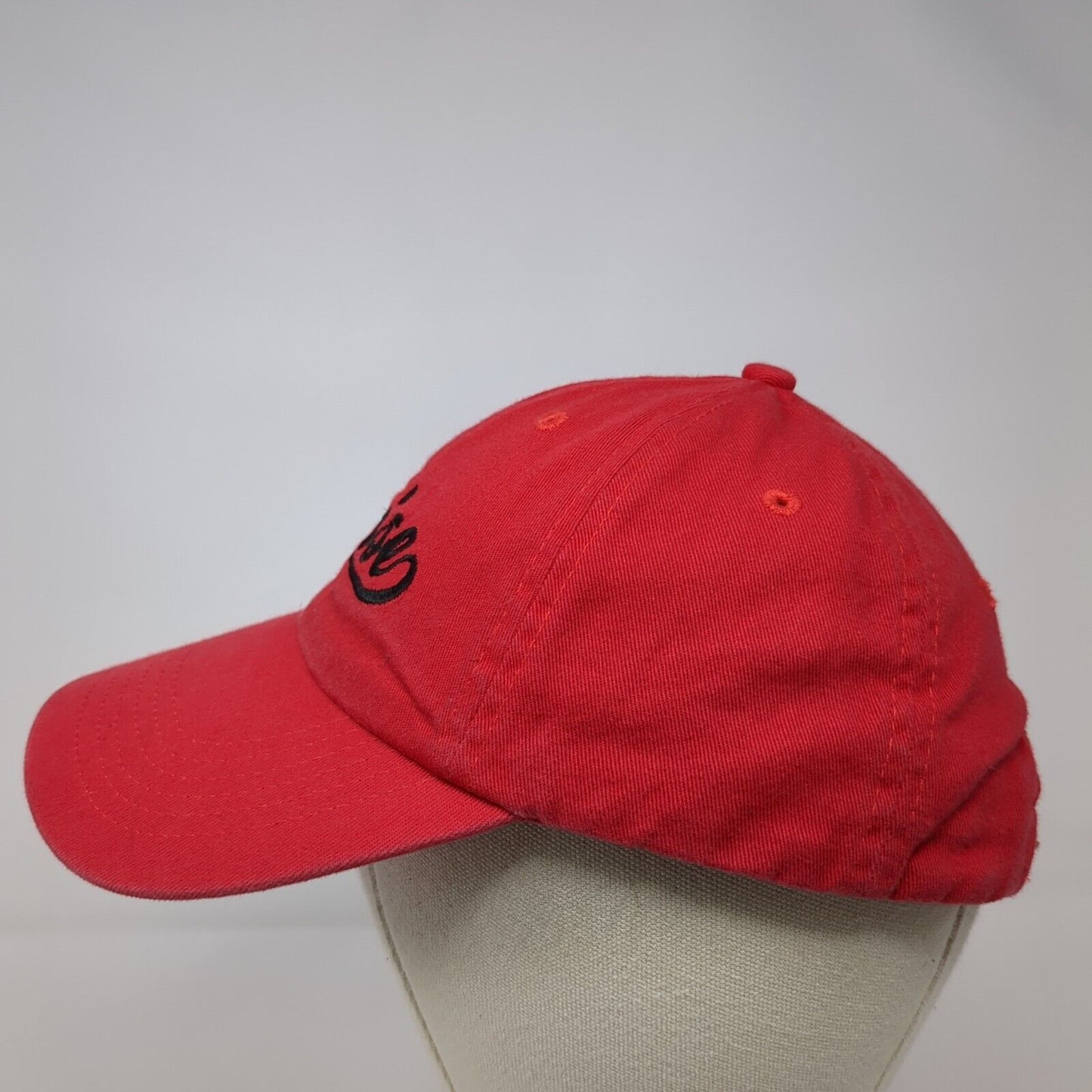 Boise Slideback Hat Red One Size Adjustable Embroidered Vented Holes 6 Panel
