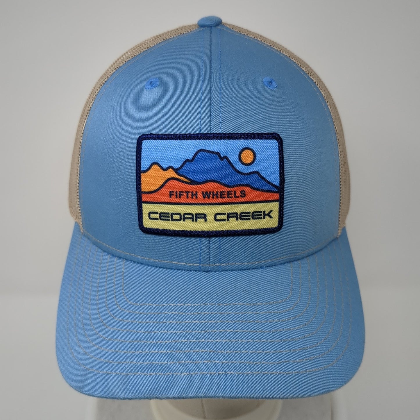 Fifth Wheels Cedar Creek Trucker Hat Blue OS Adjustable Mesh Back Richardson