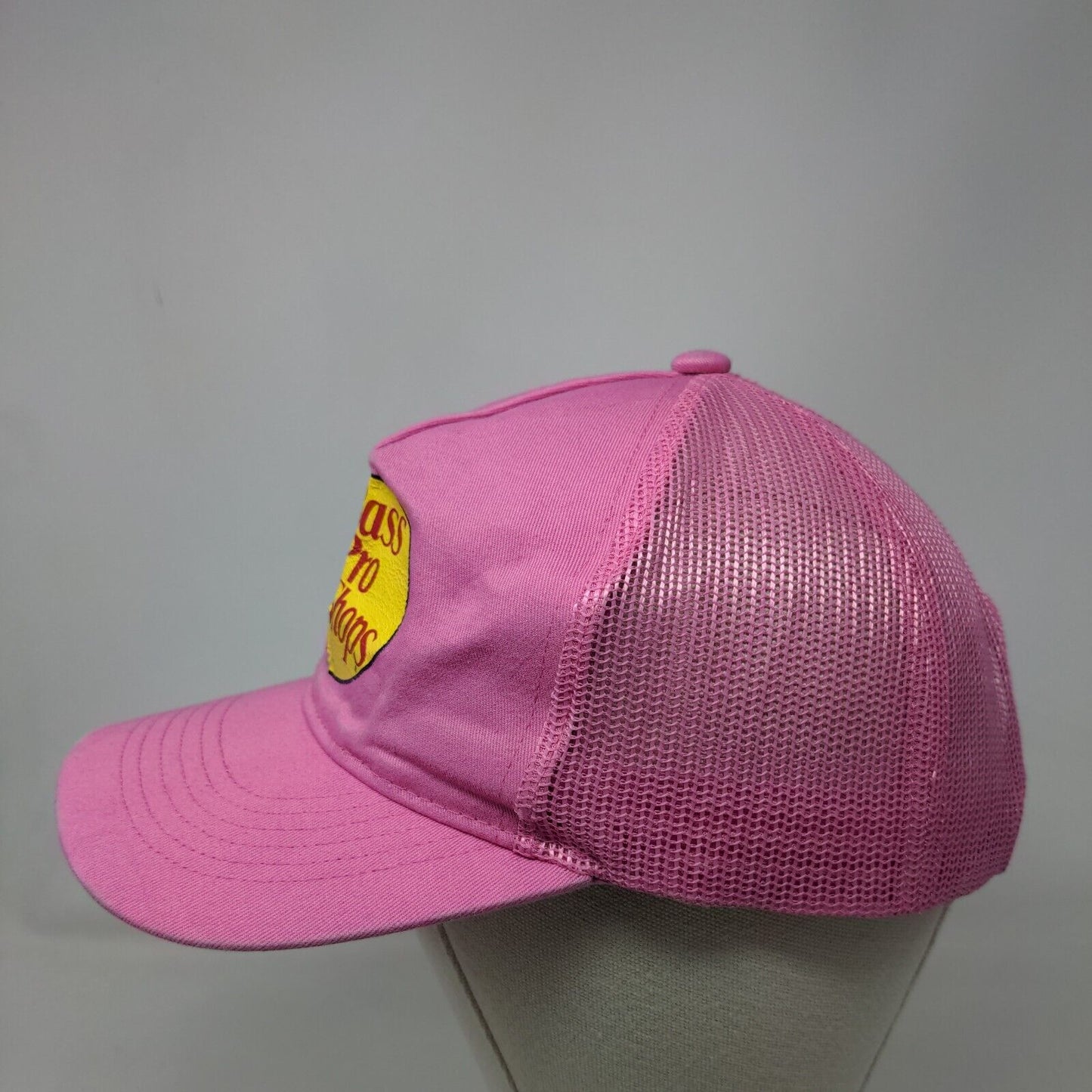 Bass Pro Shops Snapback Trucker Hat Pink OSFM Adjustable Mesh Back Gone Fishing