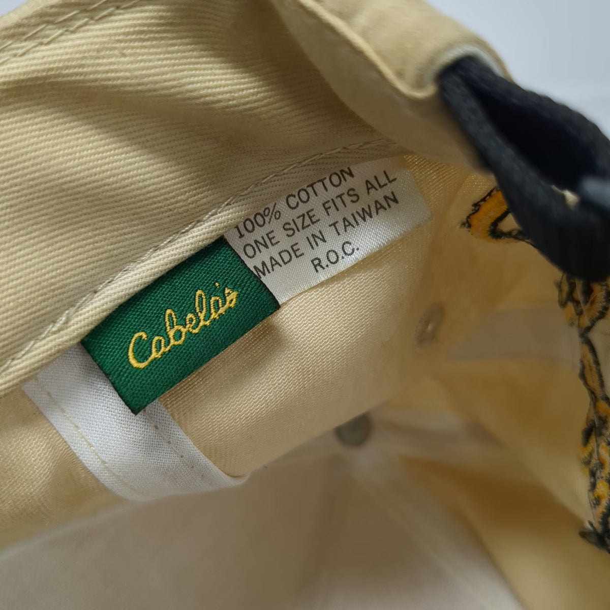 Cabela's 5 Panel Hat Beige Green Outdoor Gear Patch Strapback Cotton Vintage