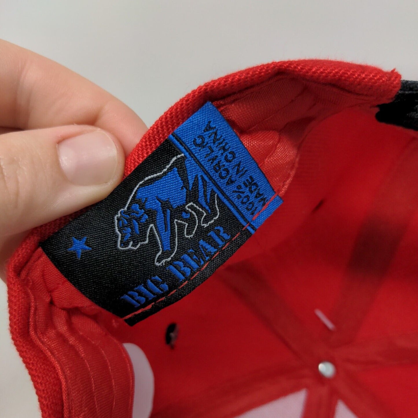 Houston Strapback Hat Red One Size Adjustable Embroidered Patriotic Big Bear