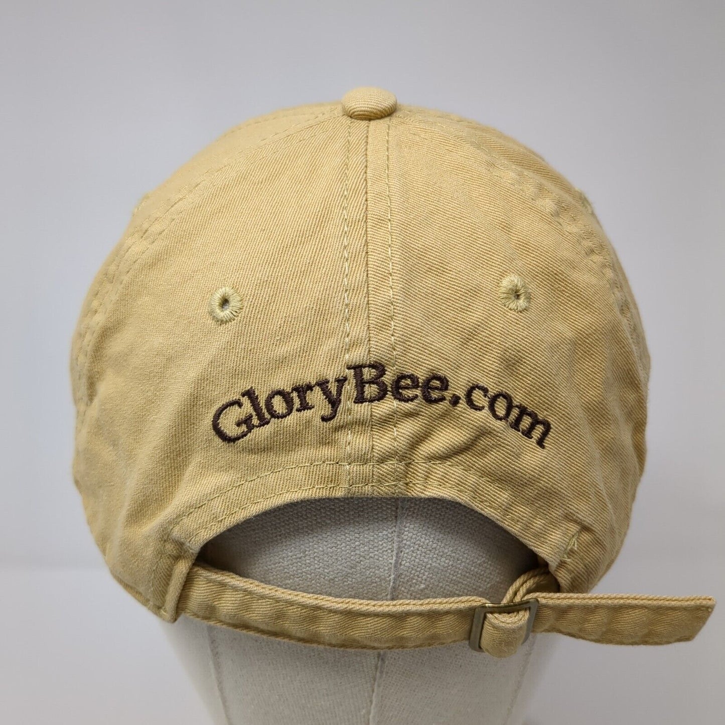 Save The Bee Slideback Hat Tan One Size Adjustable Embroidered 6 Panel Cotton