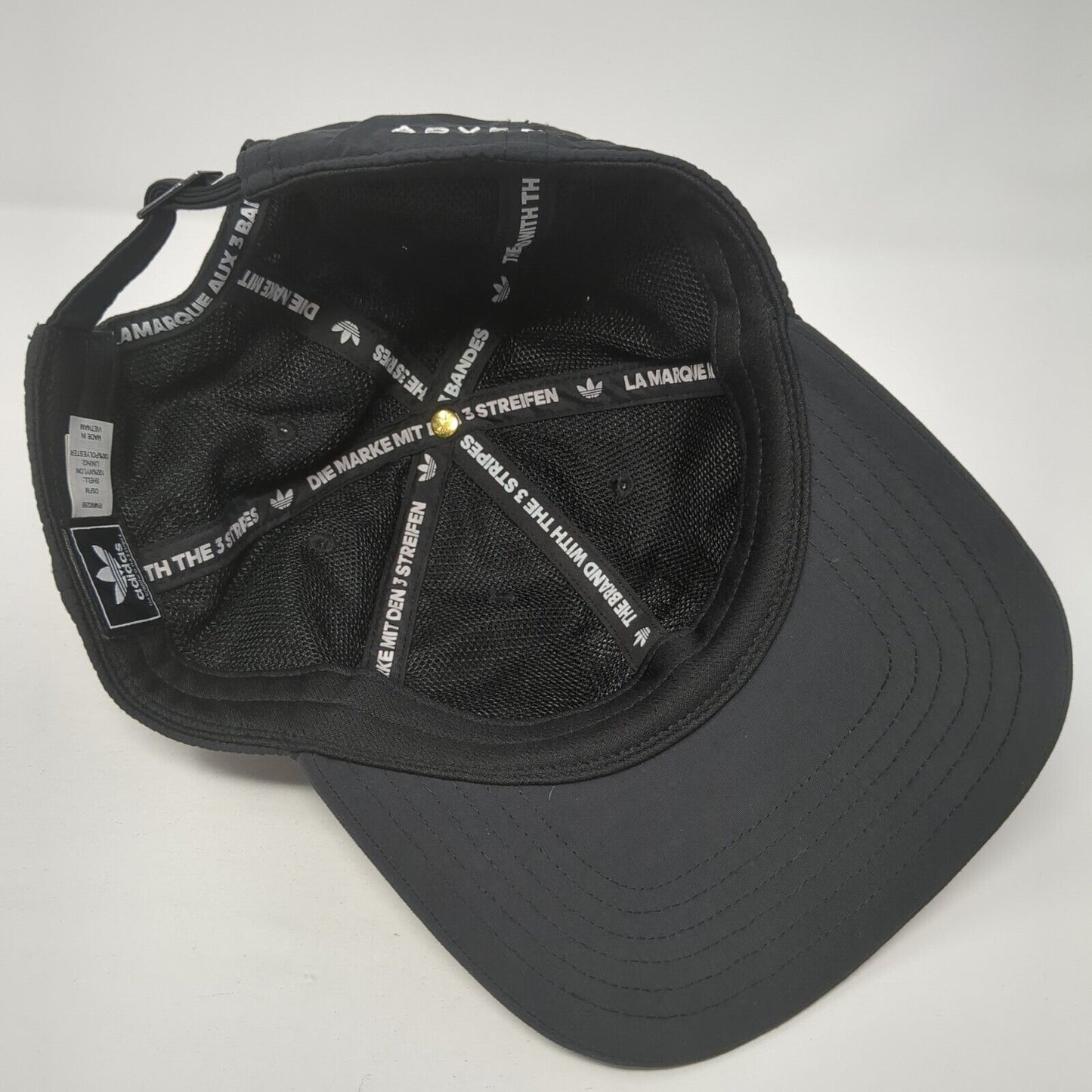 Adidas Adventure Slideback Hat Black One Size Adjustable Embroidered 3 Stripes