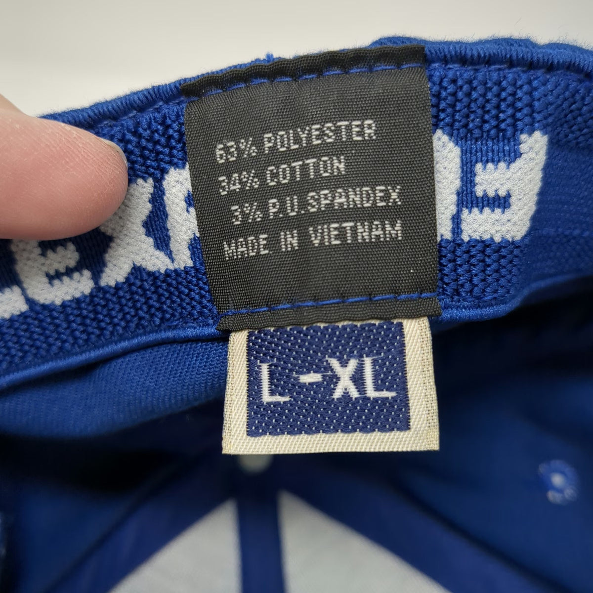 Flexfit Baseball Cap Blue XL Fitted Bodybuilding Logo Stretch Fit Hat