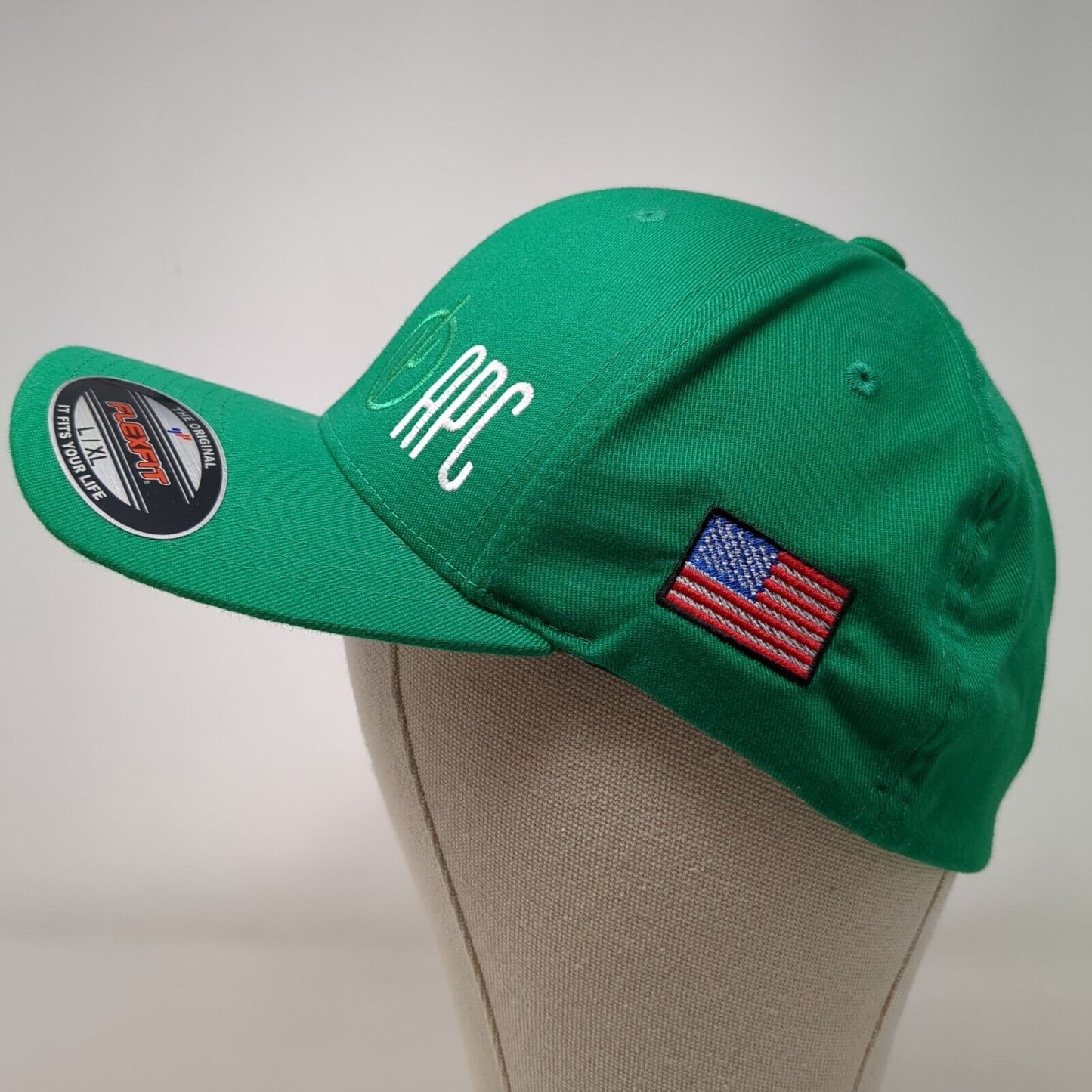 APC Fitted Hat Green L/XL Flexfit Embroidered Patriotic 6 Panel Yupoong
