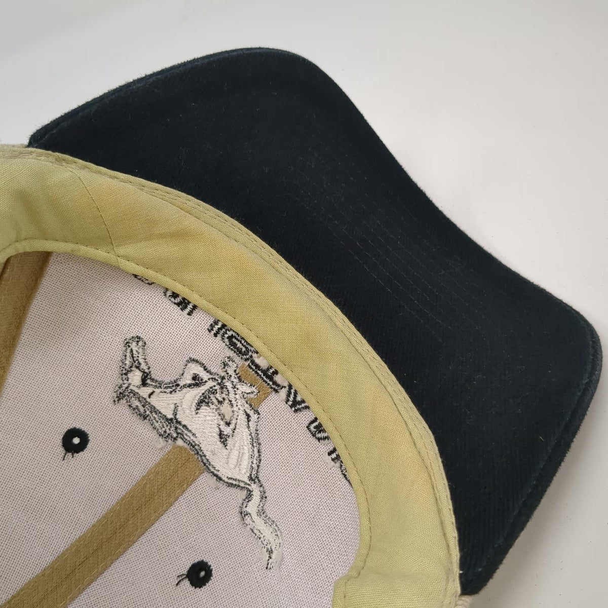 Mustang Baseball Cap Beige Black One Size Strapback Embroidered Horse Logo Hat
