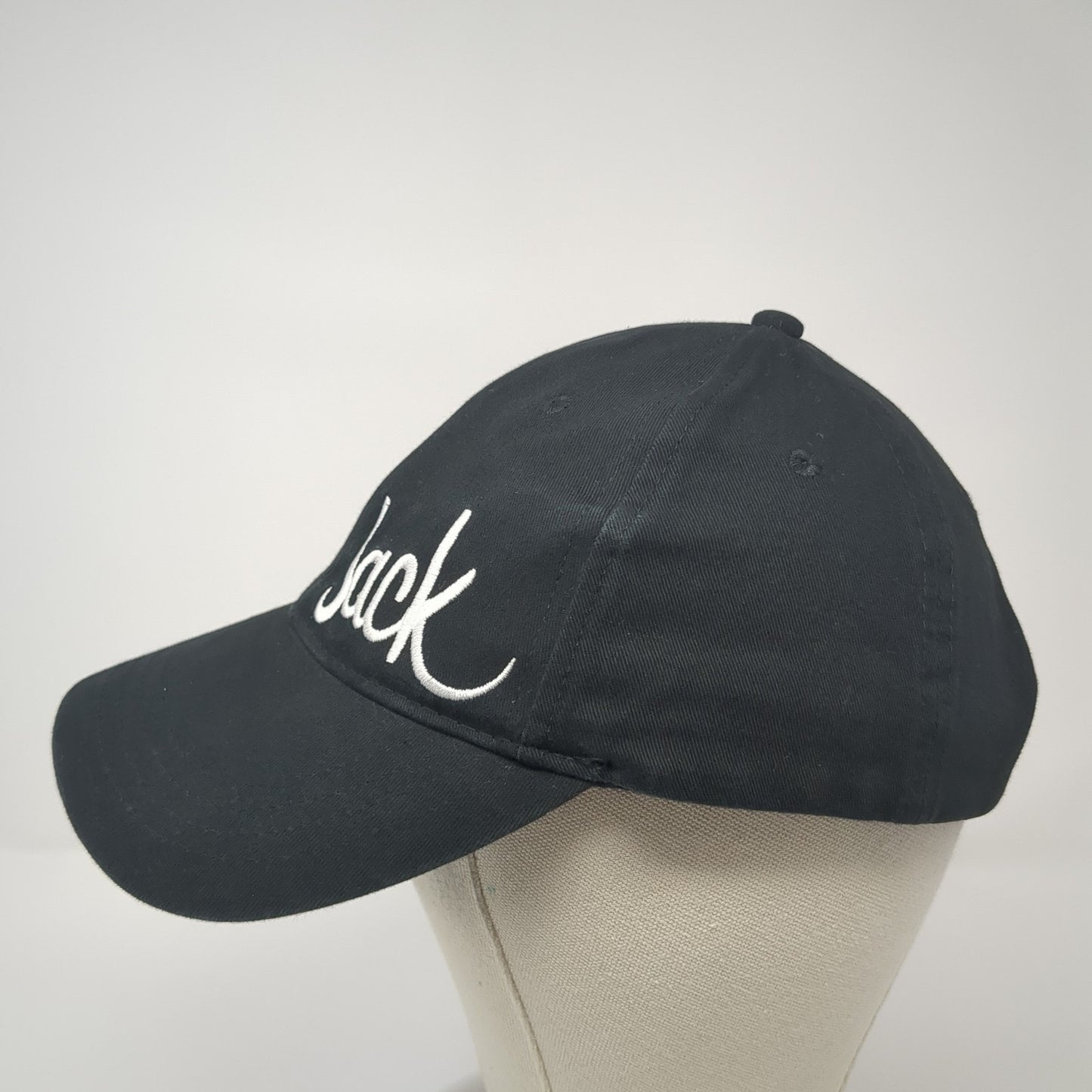 Jack Strapback Hat Black One Size Adjustable Embroidered Solid 6 Panel