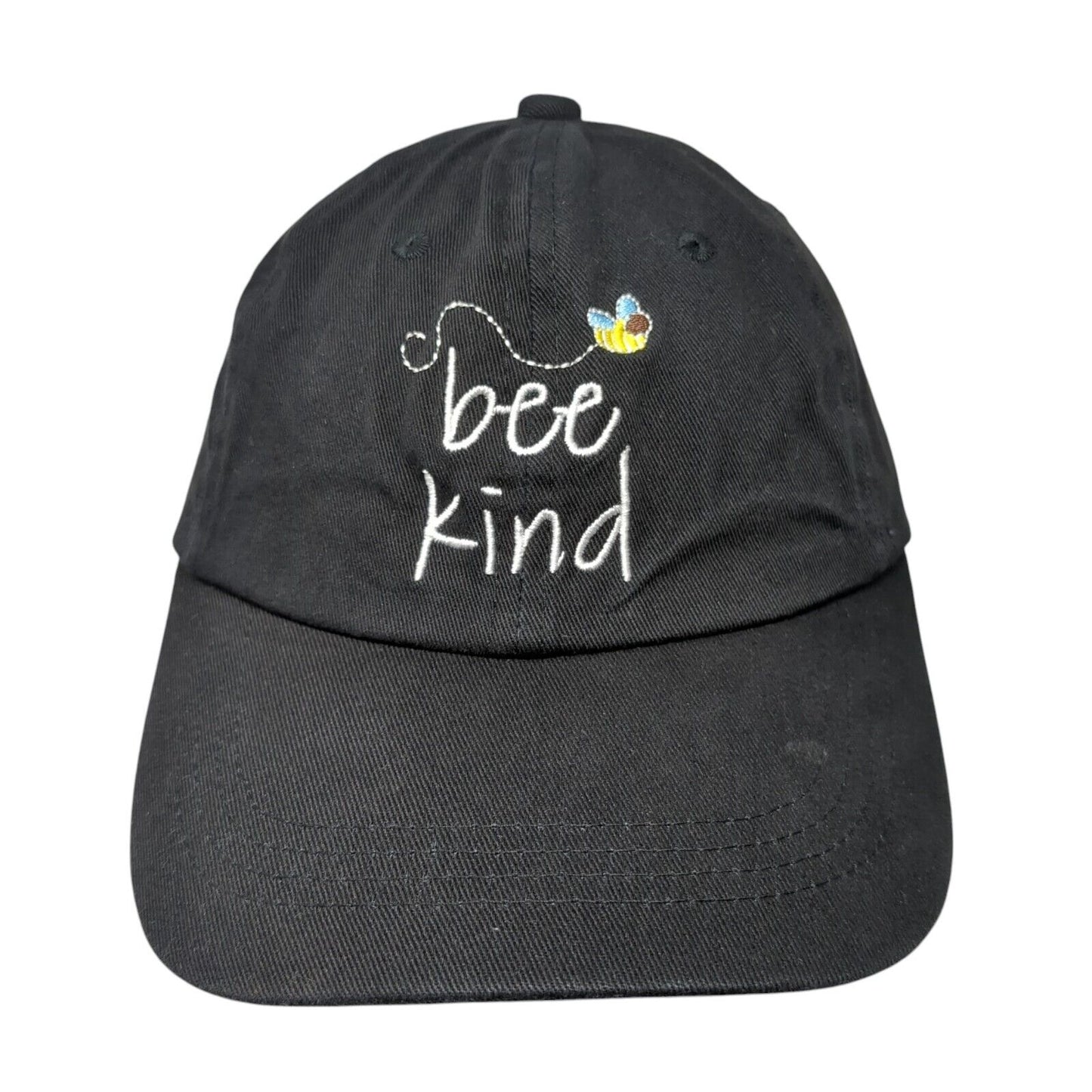 Bee Kind Strapback Hat Black One Size Embroidered 6 Panel Outdoor