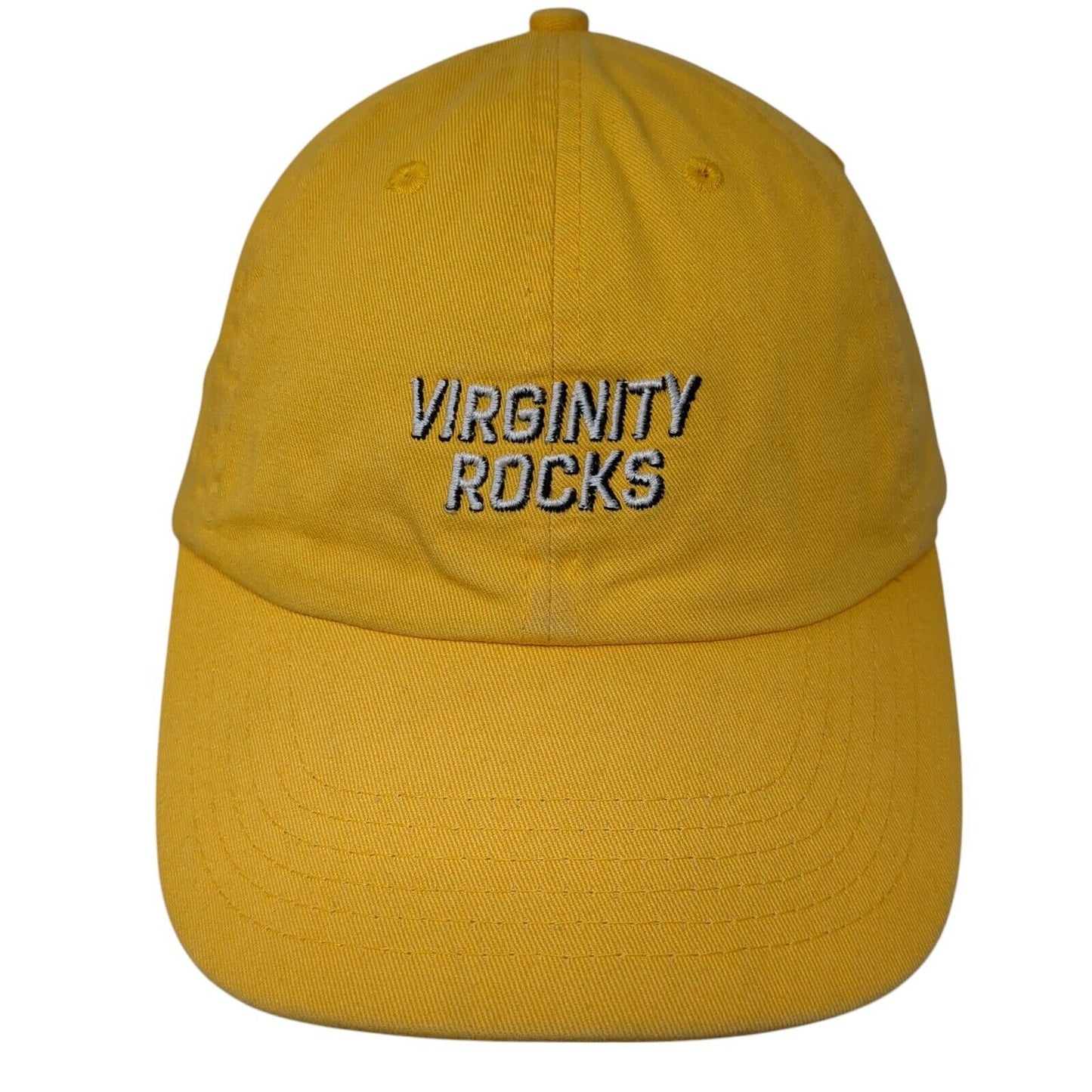 Virginity Rocks Slideback Hat Yellow One Size Adjustable Embroidered 6 Panel