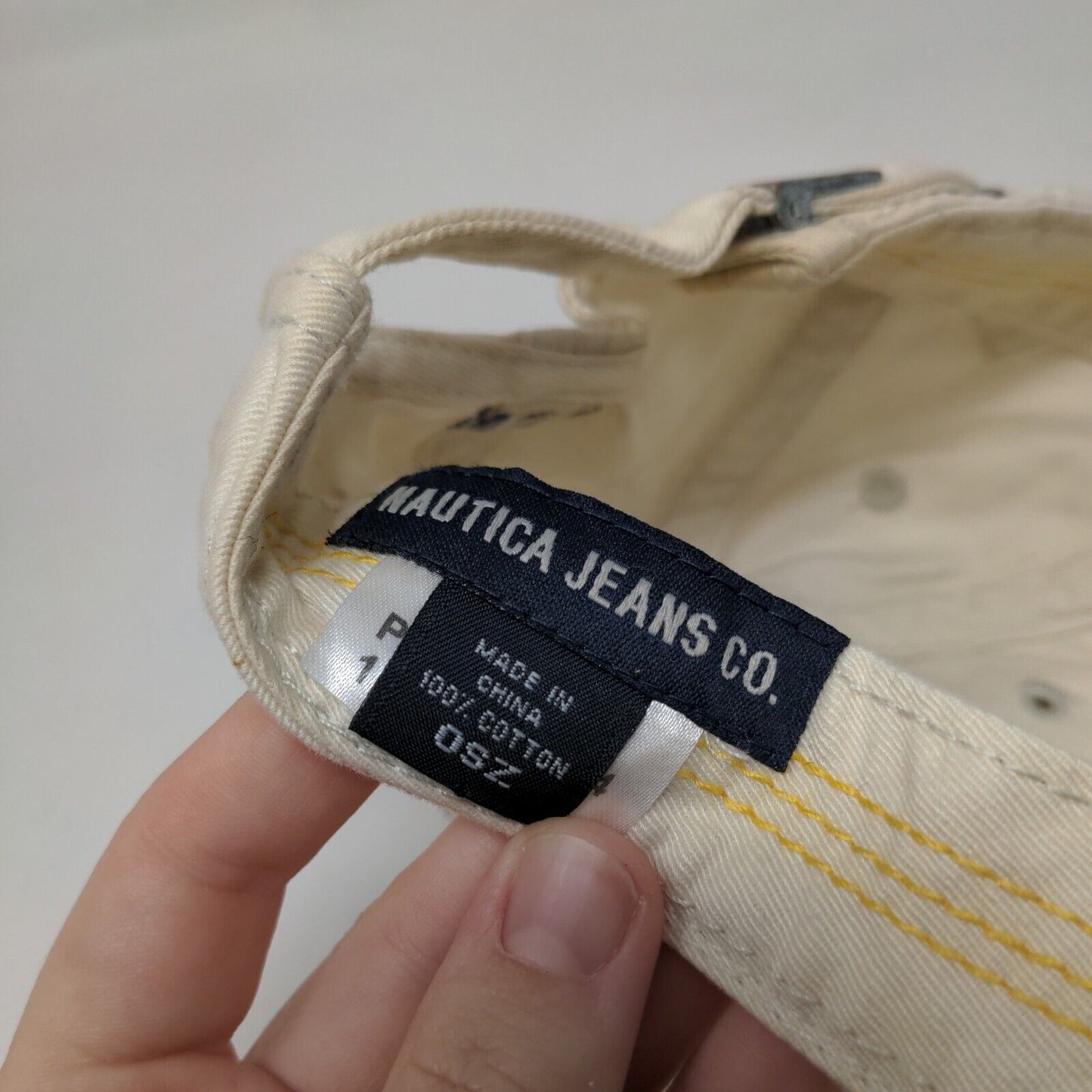 Nautica Jeans Co. Slideback Hat Cream One Size Embroidered 6 Panel