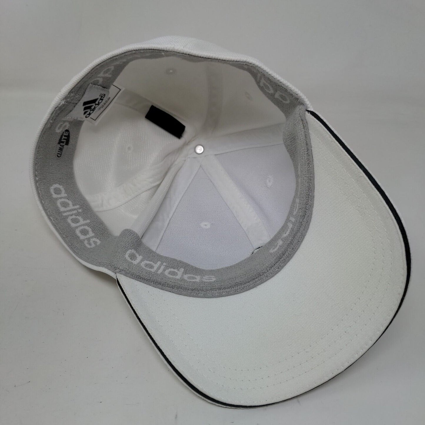 Adidas Fitted Hat White L/XL Adjustable Embroidered Logo 6 Panel Polyester