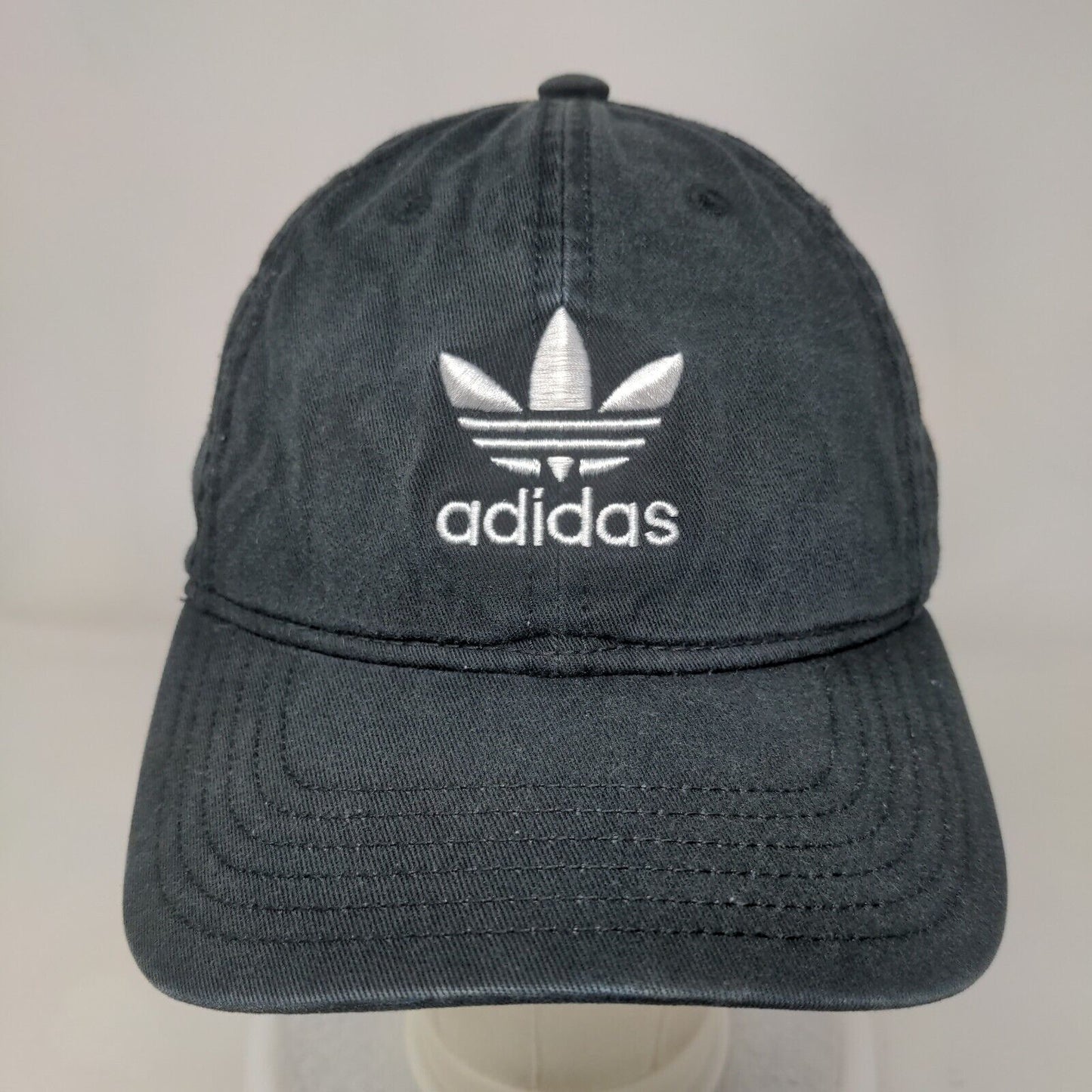 Adidas Slideback Hat Black One Size Adjustable Embroidered Trefoil 6 Panel