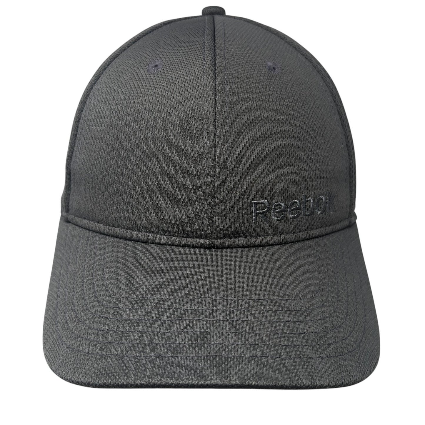 Reebok Fitted Hat Gray Large Embroidered Stretch Solid Vent Holes