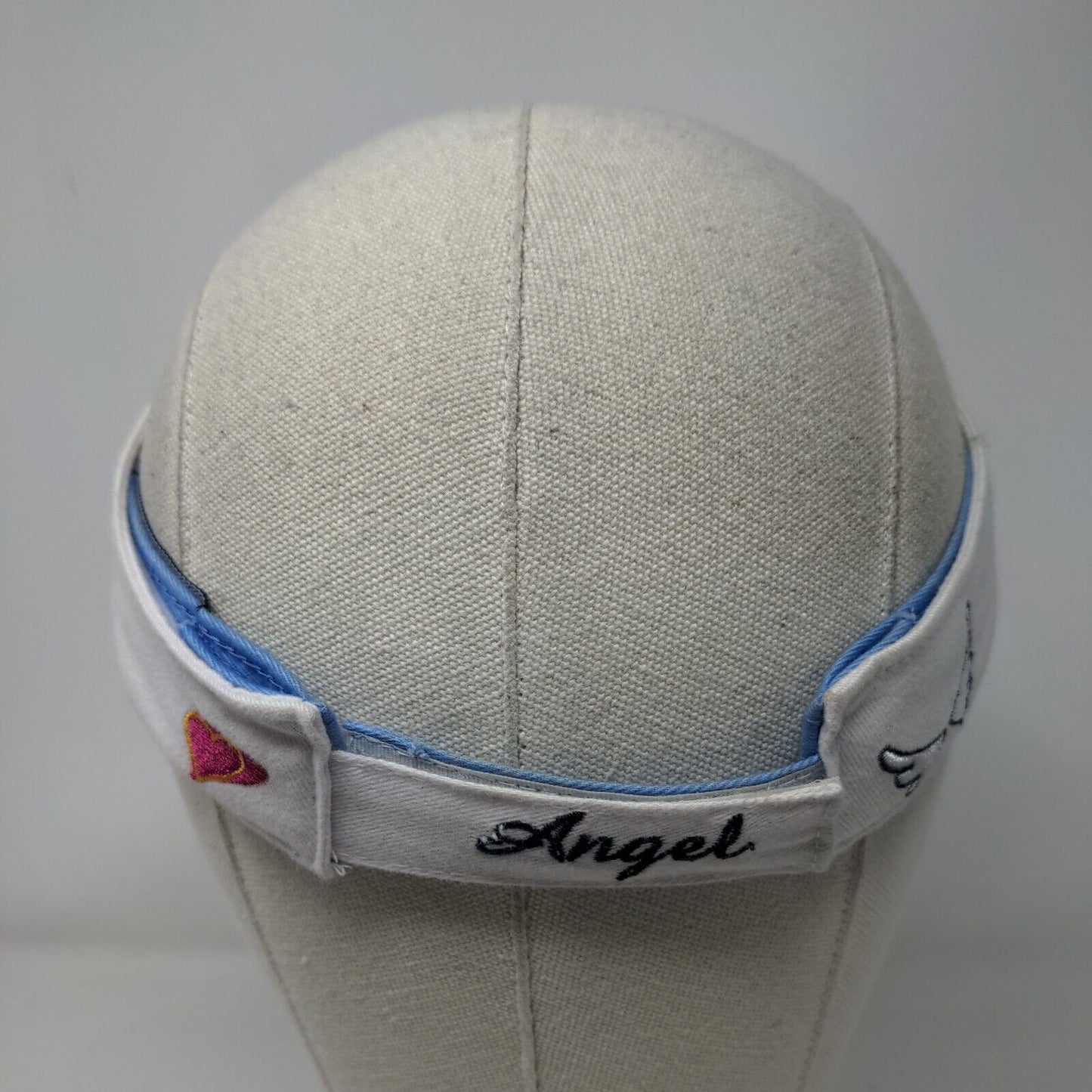 Angel Strapback Sun Visor Hat White One Size Embroidered New Vibe