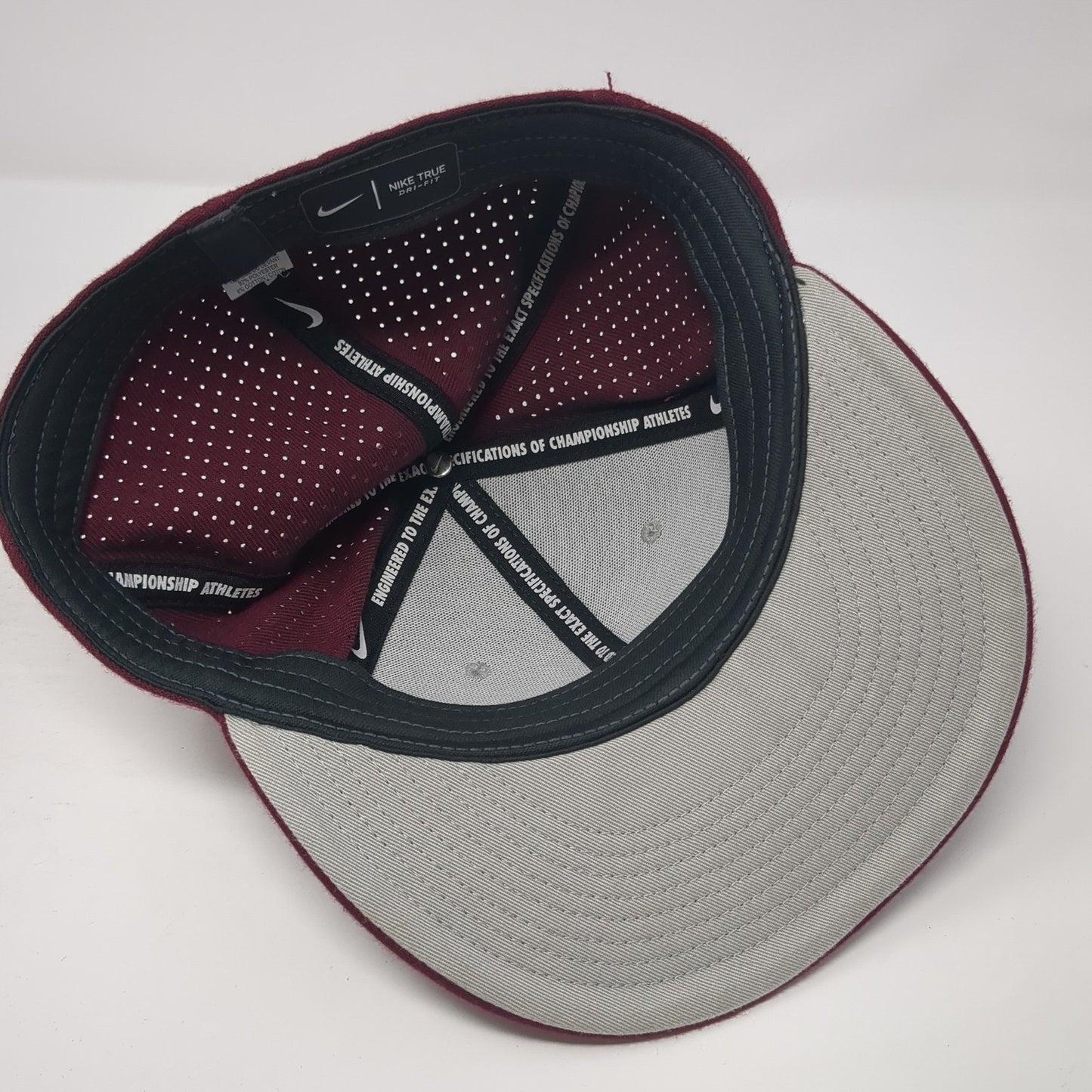NTC Fitted Hat Red Medium Embroidered Logo Laser Cut Nike Tru Dri-Fit
