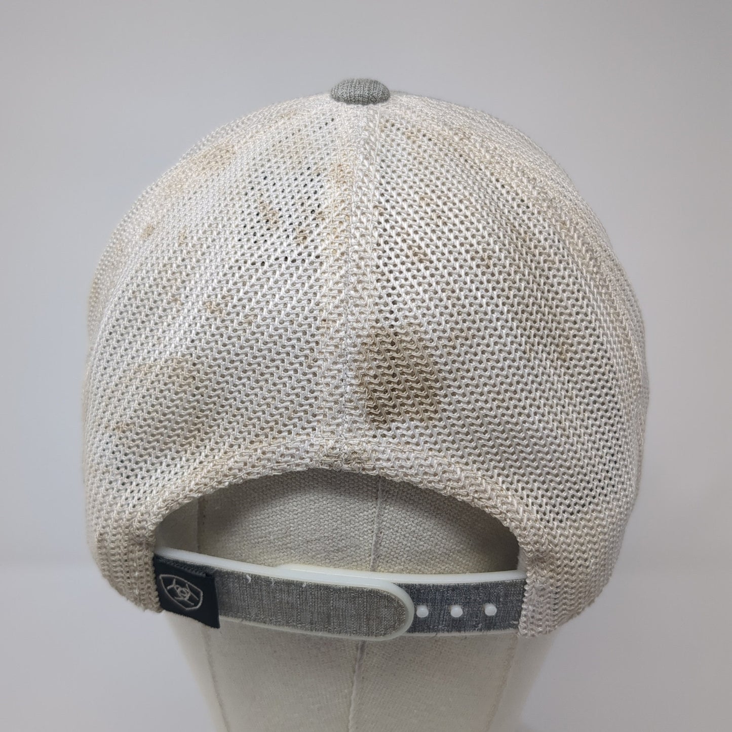 Ariat Logo Patch Snapback Trucker Hat Gray One Size Mesh Back Flexfit
