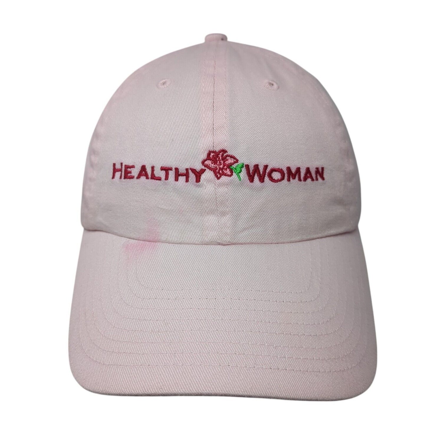 Healthy Woman Slideback Hat Pink One Size Solid Adjustable Embroidered