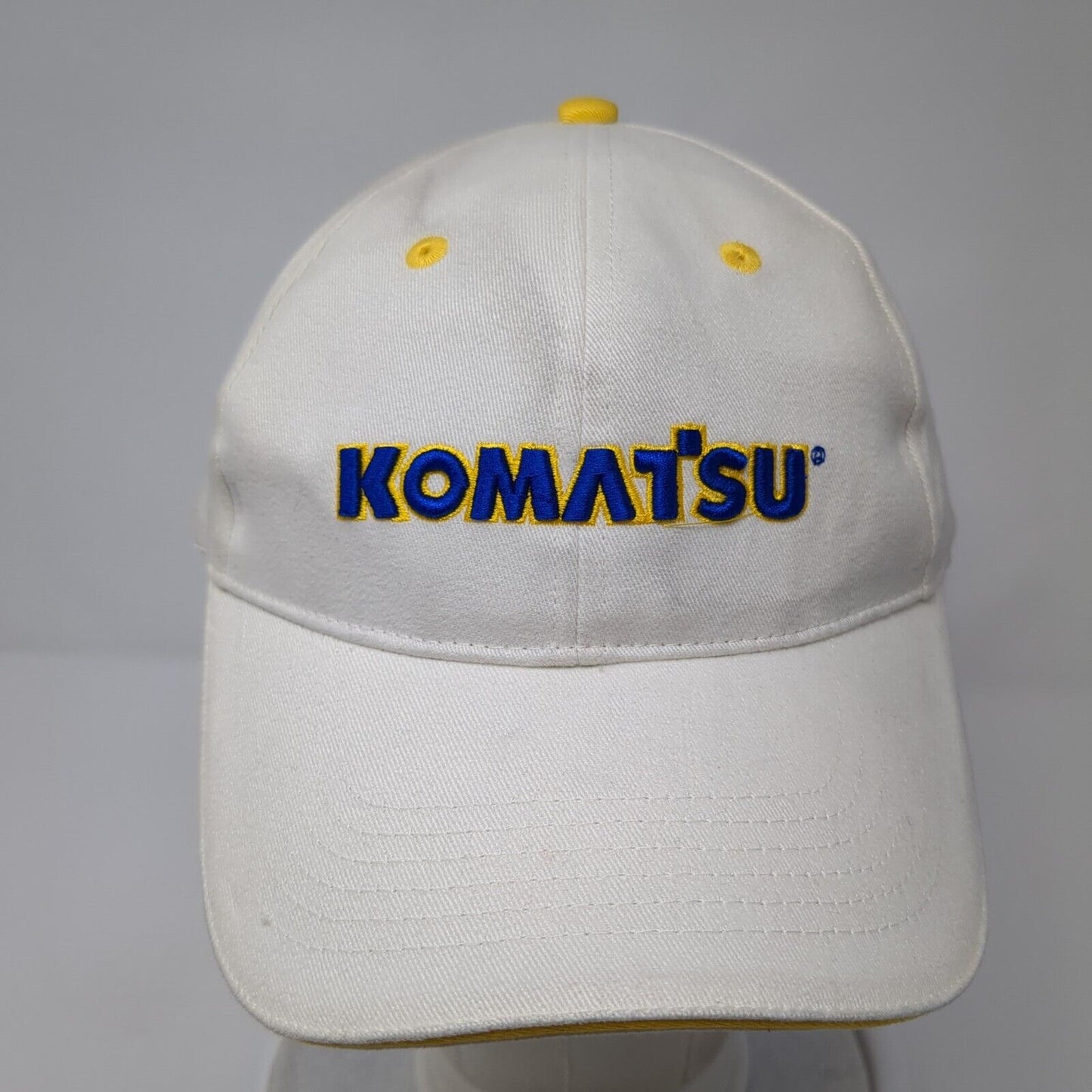Komatsu Slideback Hat White One Size Adjustable Embroidered North American