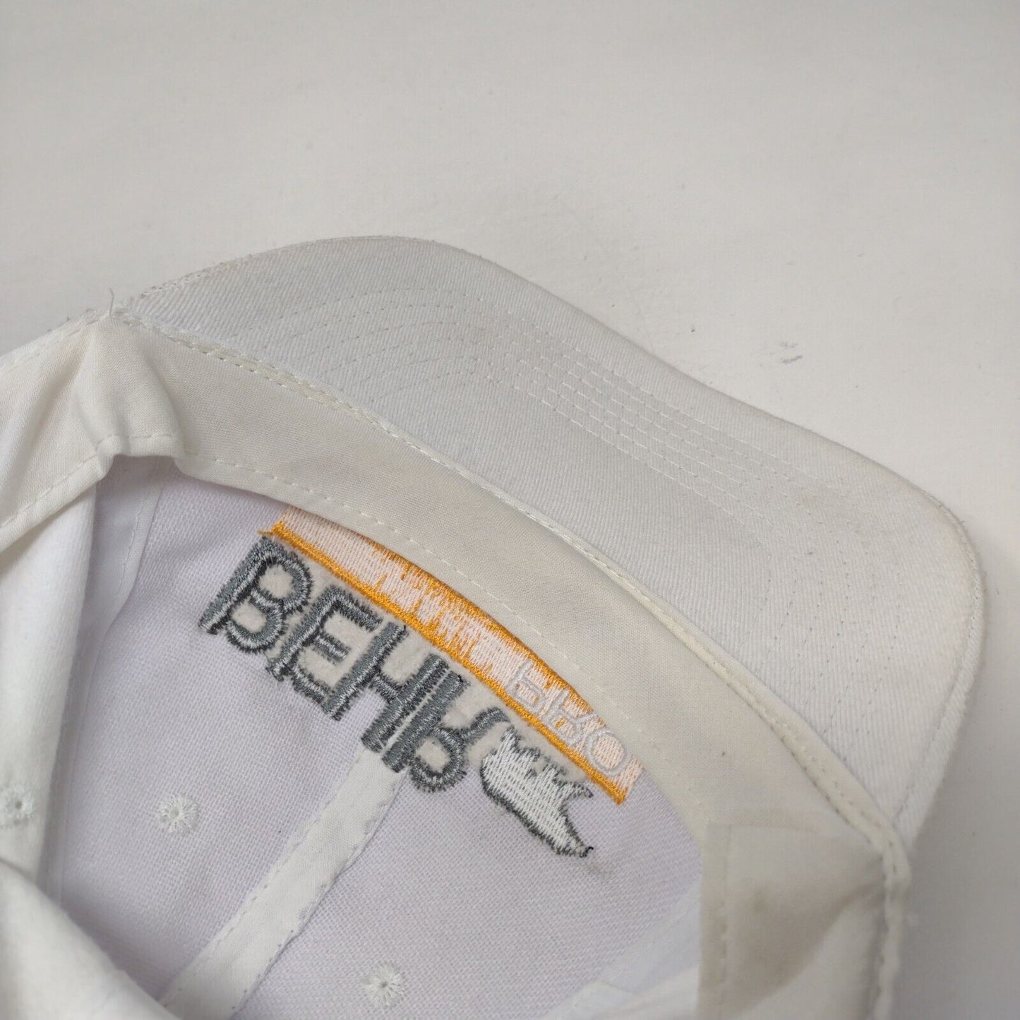 BEHR Pro Strapback Hat White One Size Adjustable Embroidered Vented Holes