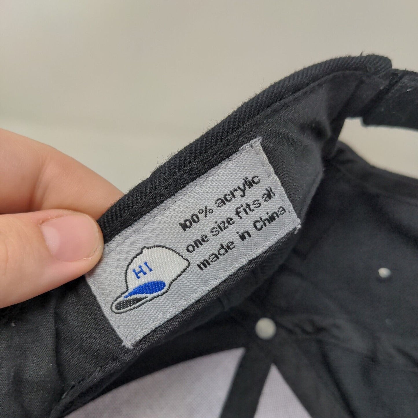 Feather Strapback Hat Black OSFA Embroidered Adjustable Vent Holes