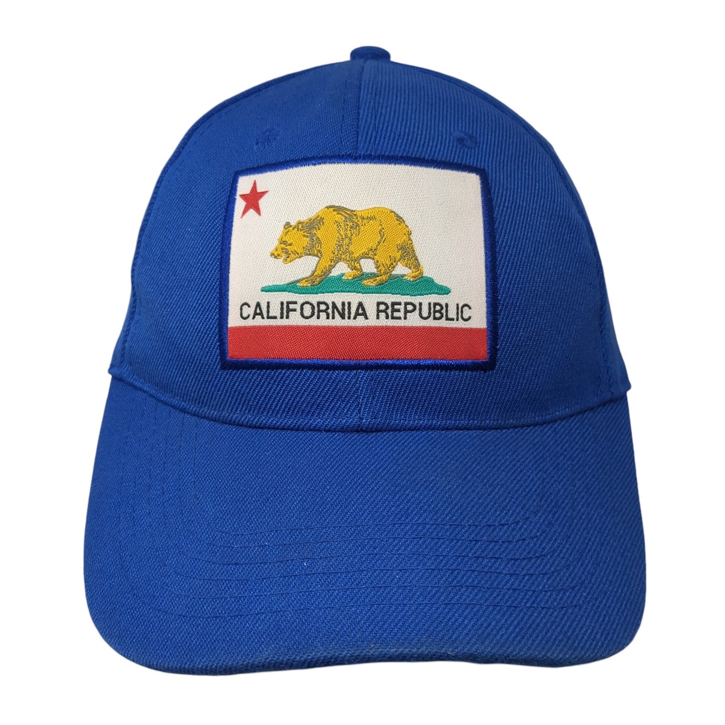 California Republic Bear Flag Strapback Hat Blue One Size Adjustable