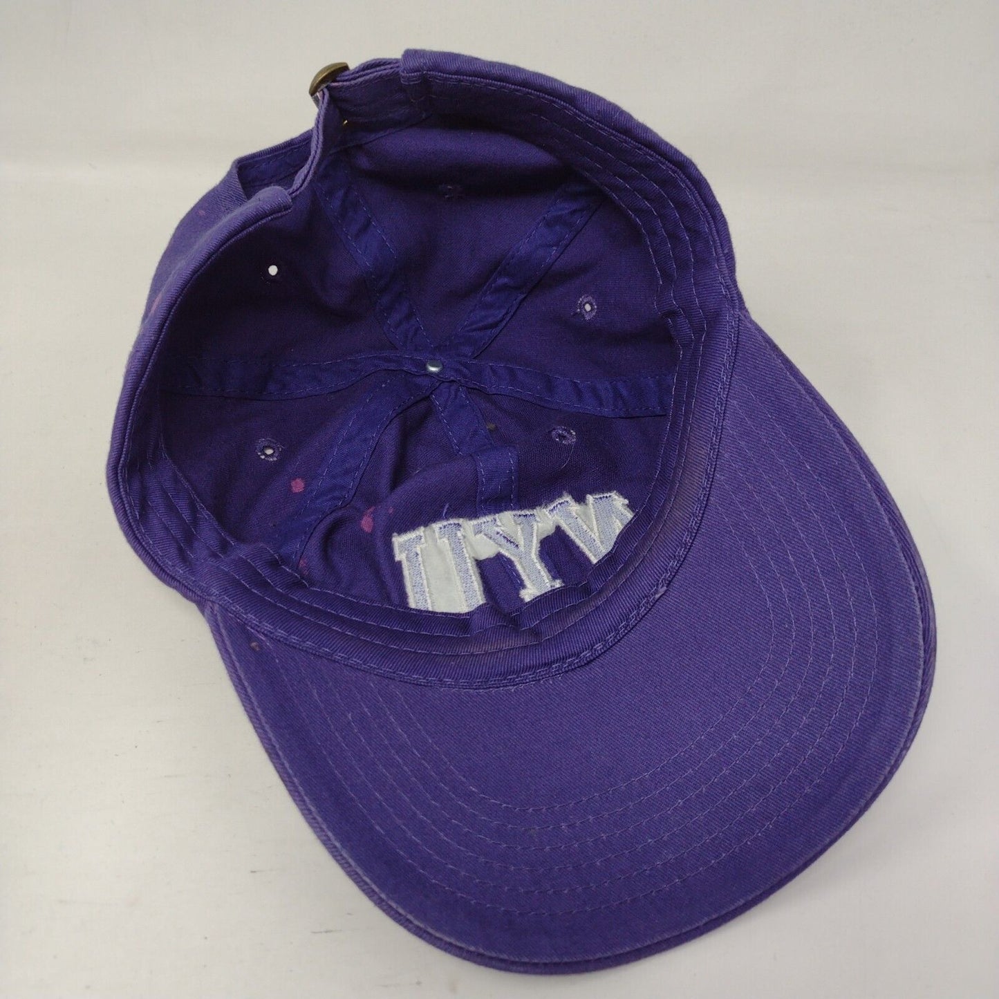 NYU New York University Slideback Hat Purple OSFA Embroidered Distressed