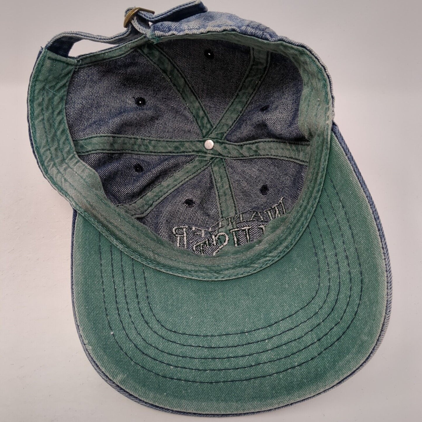 Wander Lust Slideback Baseball Cap Blue One Size Adjustable Embroidered Denim