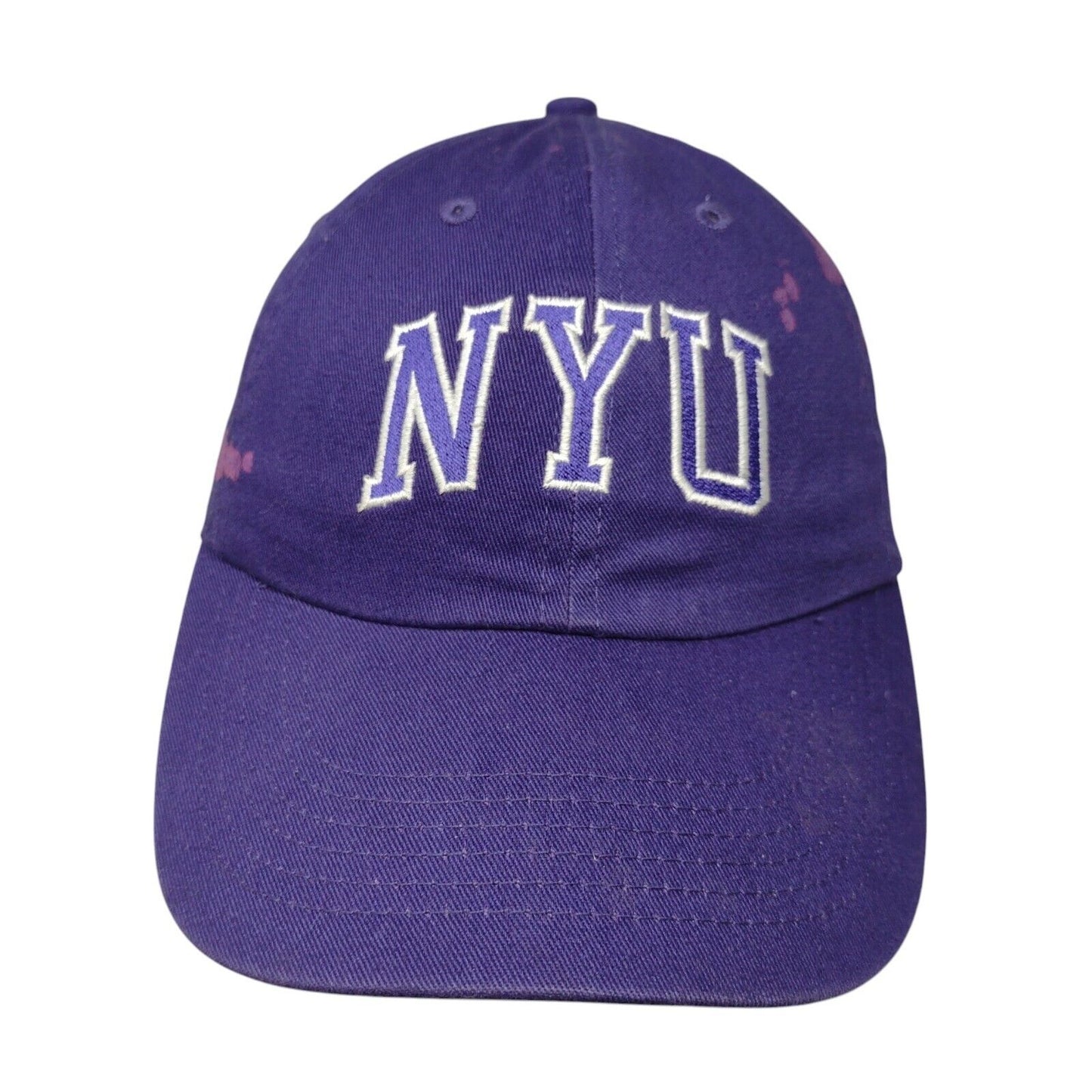 NYU New York University Slideback Hat Purple OSFA Embroidered Distressed