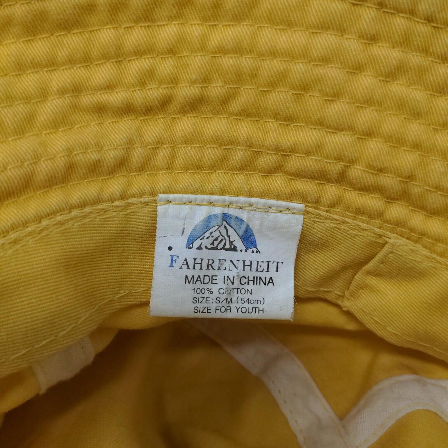 Fahrenheit Boy's Wide Brim Bucket Hat Yellow Size S/M 54CM Embroidered Logo