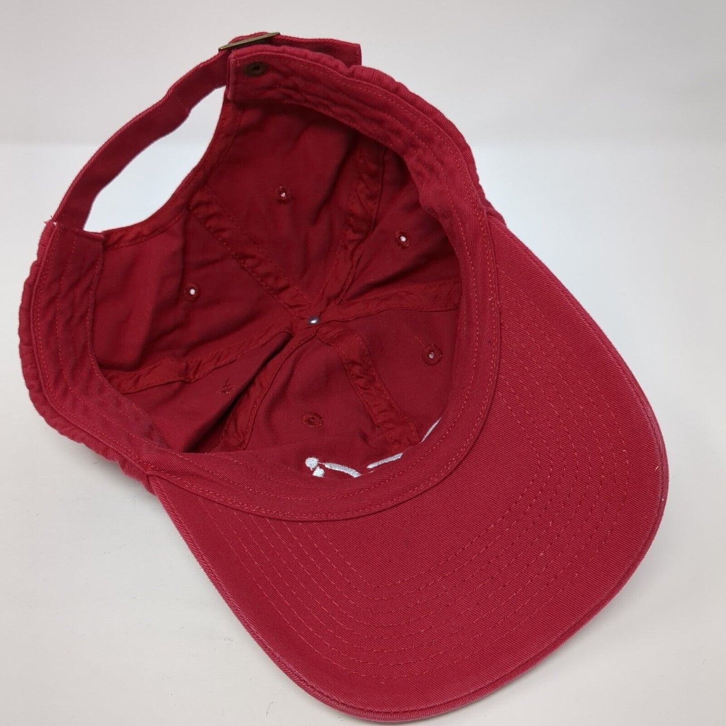ECCO Slideback Hat Red One Size Adjustable Embroidered Vented Holes 6 Panel