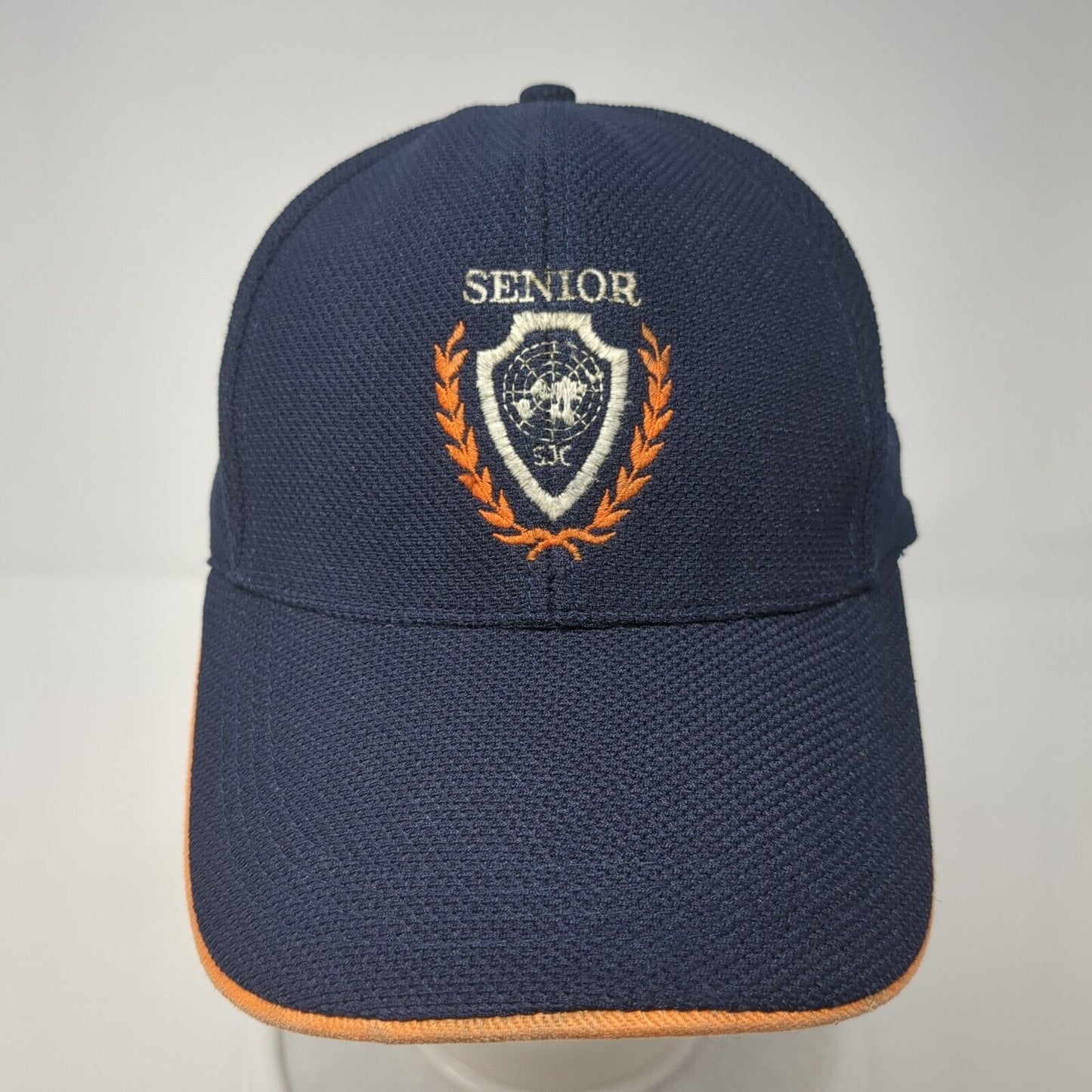 Senior Slideback Hat Blue One Size Adjustable Embroidered Vented Holes 6 Panel