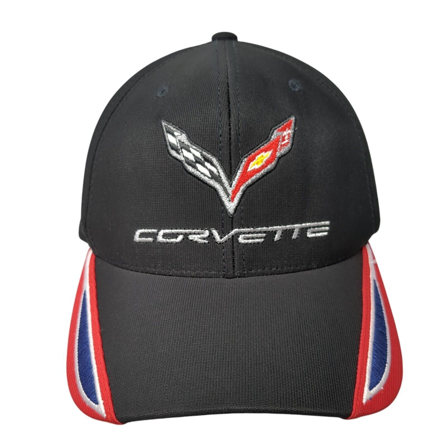 Corvette Fitted Hat Black One Size Lightweight Embroidered 6 Panel GM Official