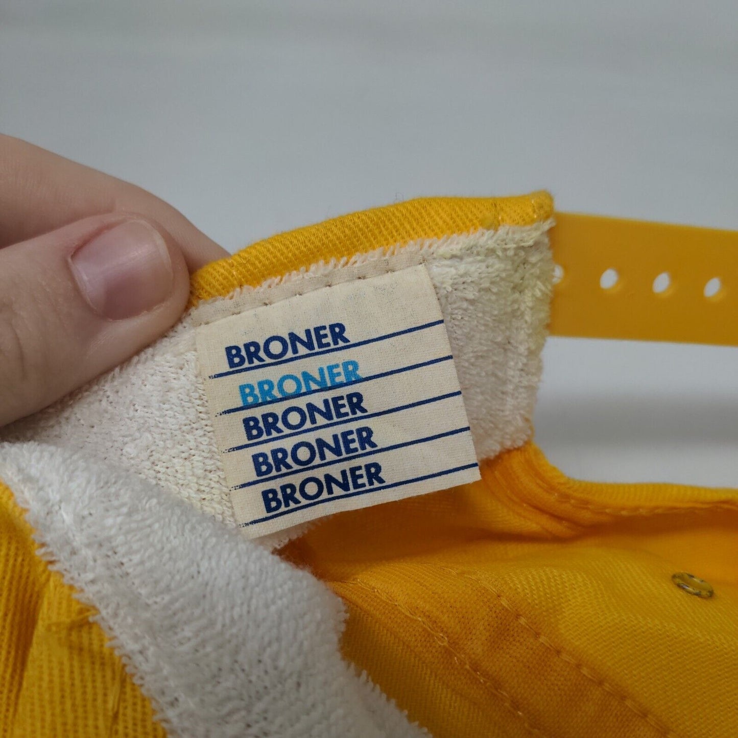 Vintage Broner Snapback Trucker Hat Yellow Access Control Embroidered Logo
