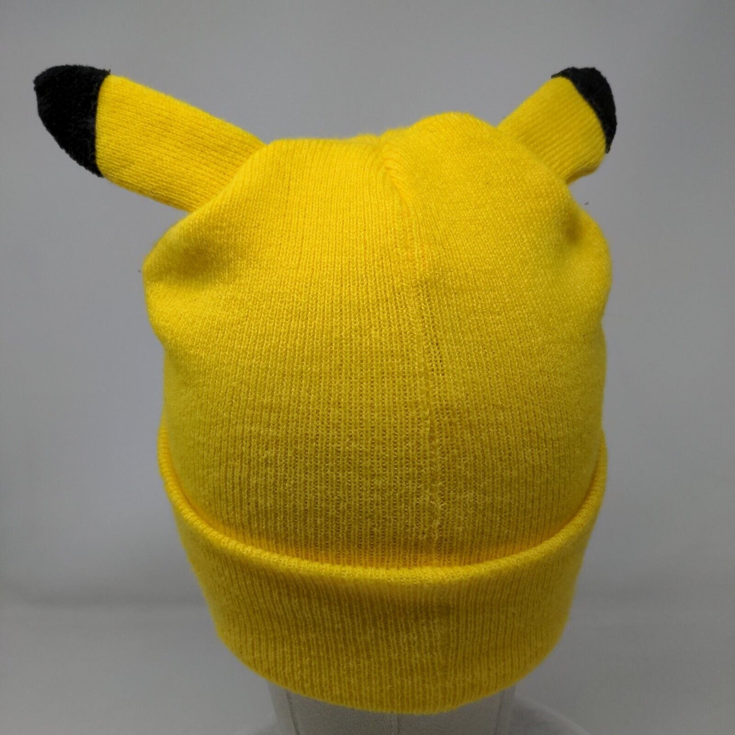 Pokemon Pikachu Youth Cuffed Beanie Hat Yellow OSFM Knit Stretch Ear Embroidered