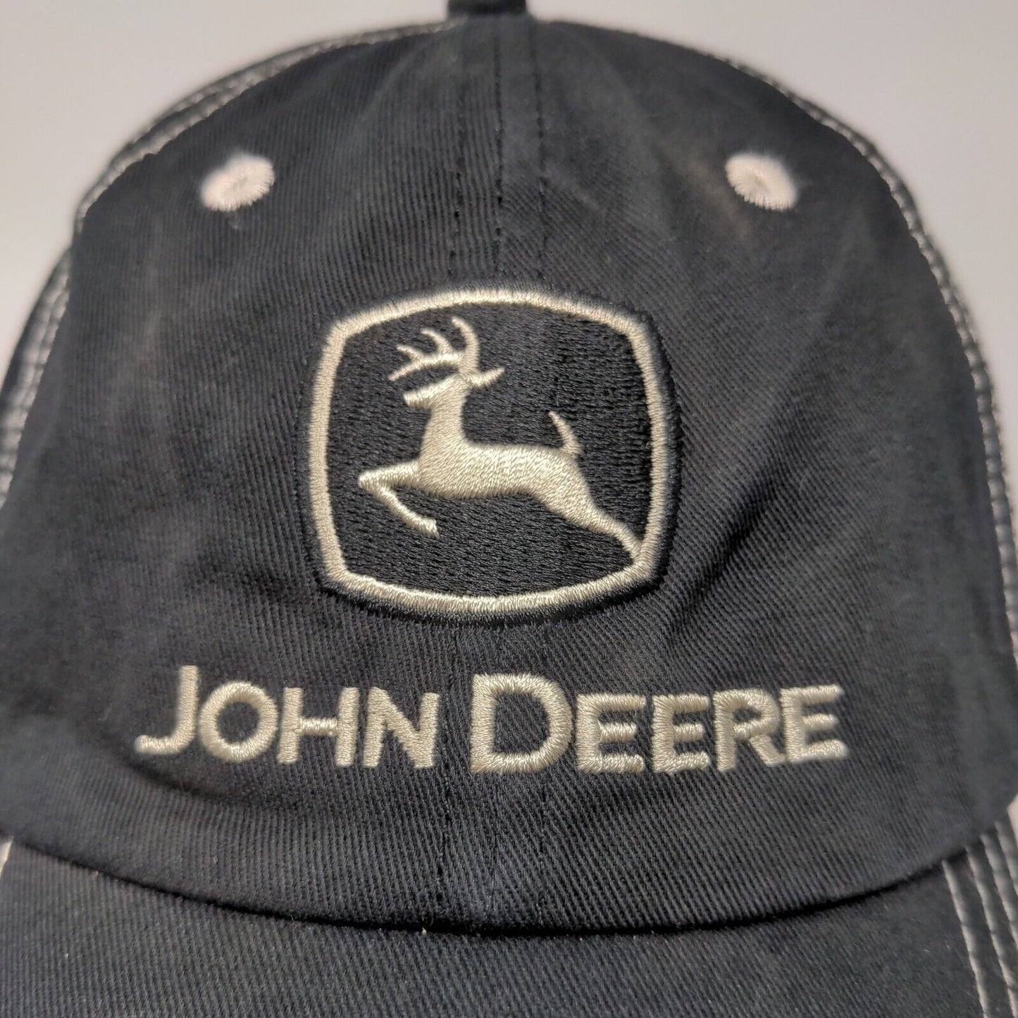 John Deere Men's Slideback Hat Black Size OSFM Embroidered Logo 100% Cotton