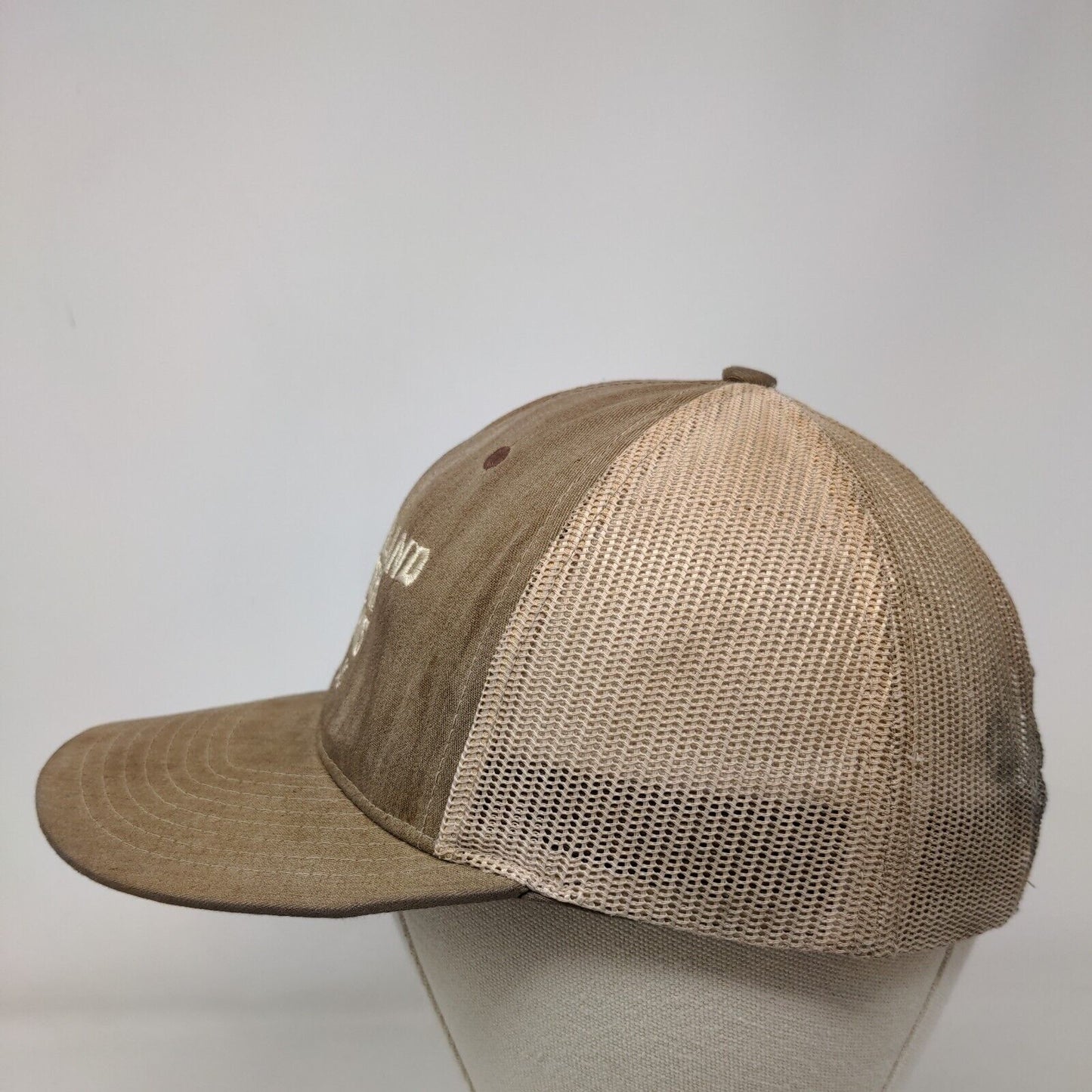 Richland Creek Farms Saluda SC Snapback Trucker Hat Brown One Size Mesh Back