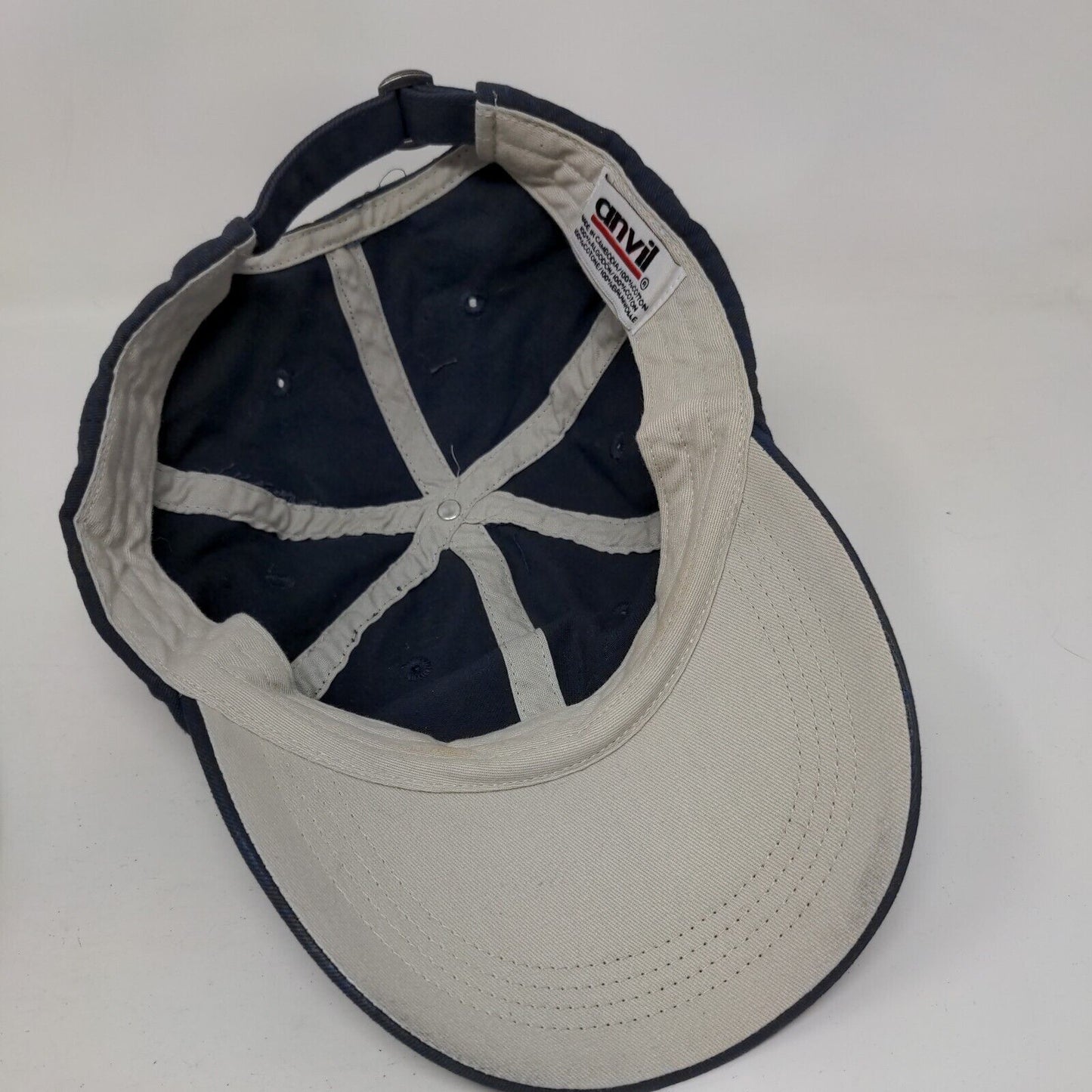 Anvil Slideback Hat Blue One Size Adjustable Solid 6 Panel Blank