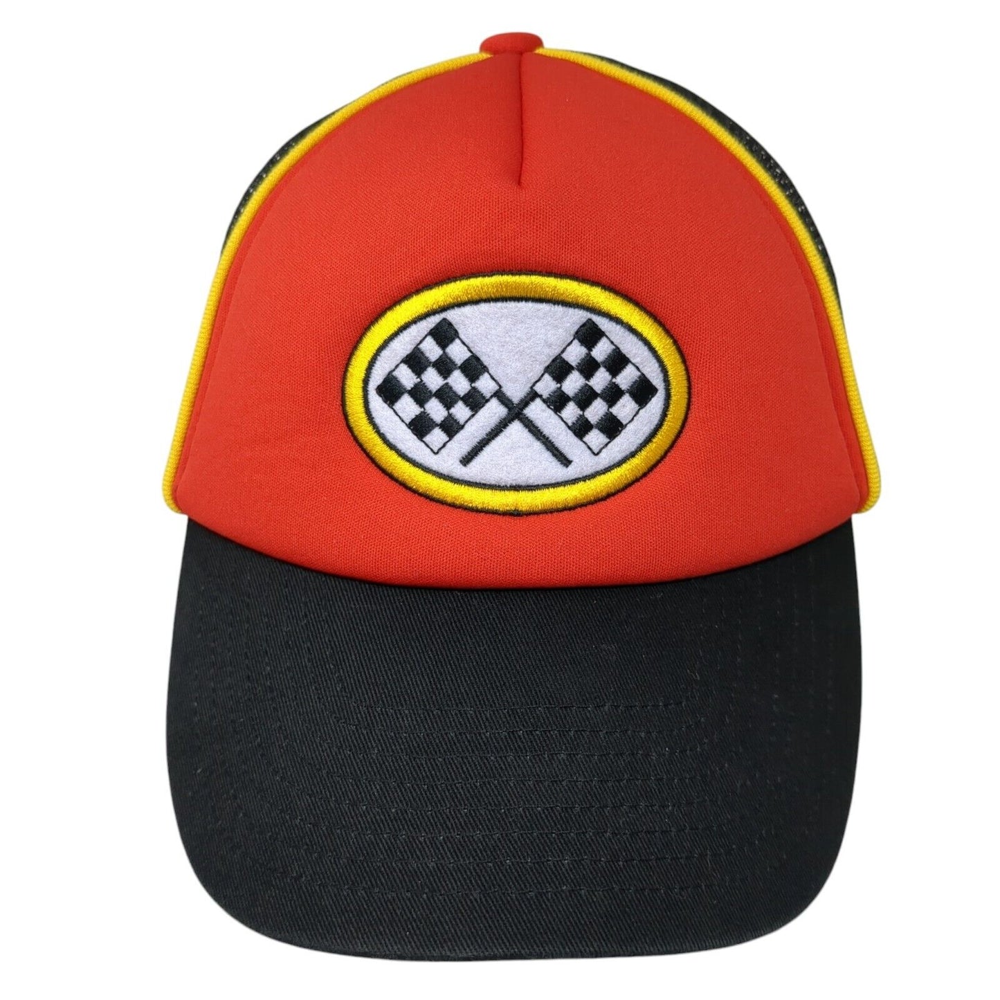 Amscan Auto Racing Flag Snapback Trucker Hat Multicolor OS Embroidered Mesh Back